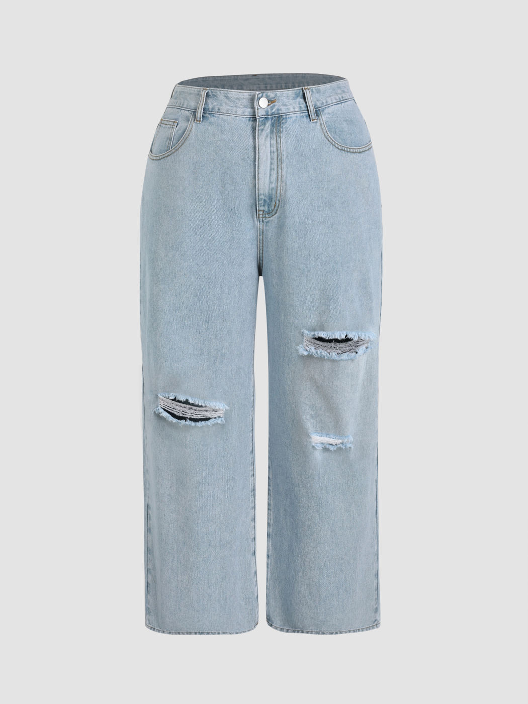 Klassische gerissene Taschen-Denim-Rechtshosen Kurve & Plus