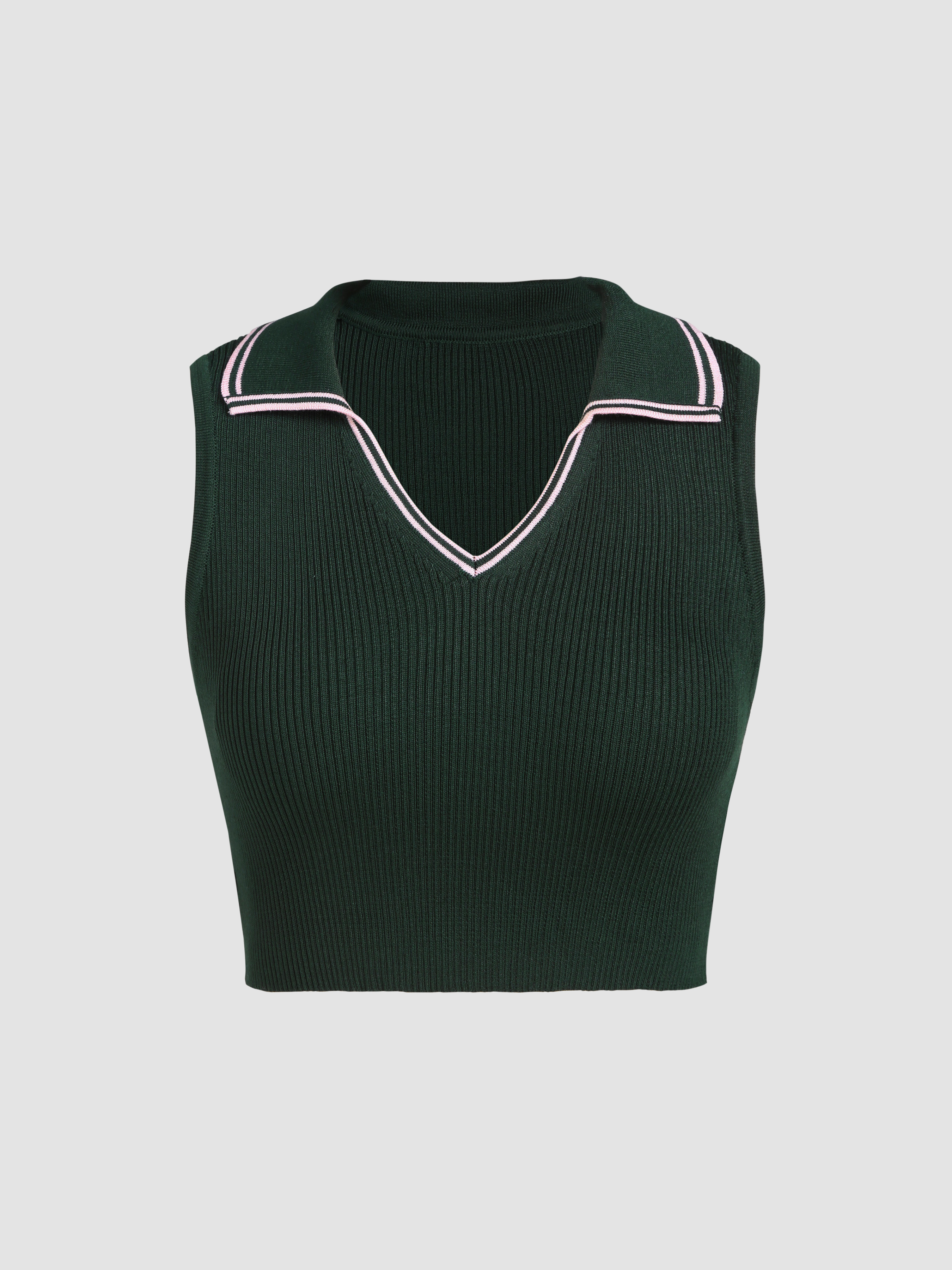 Solid Stand Collar Tank Top