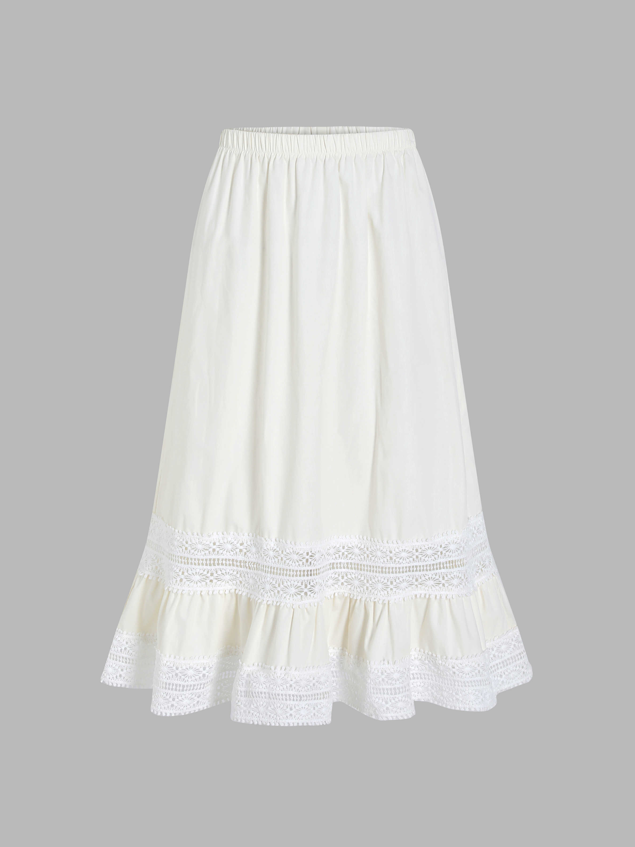 Ruffle Hollow Out Midi Skirt - Cider