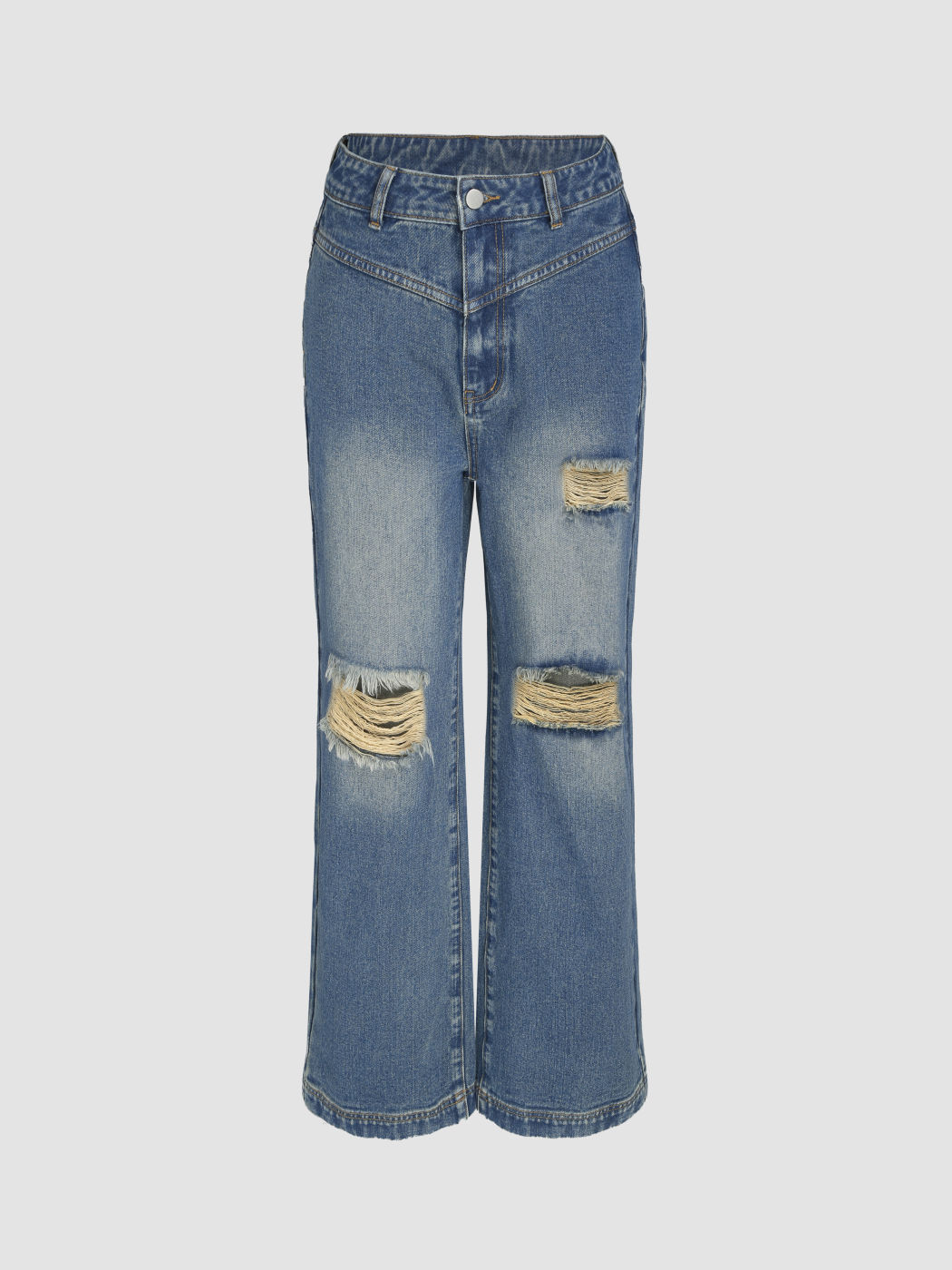 Denim Stitch Ripped Jeans For Daily Casual