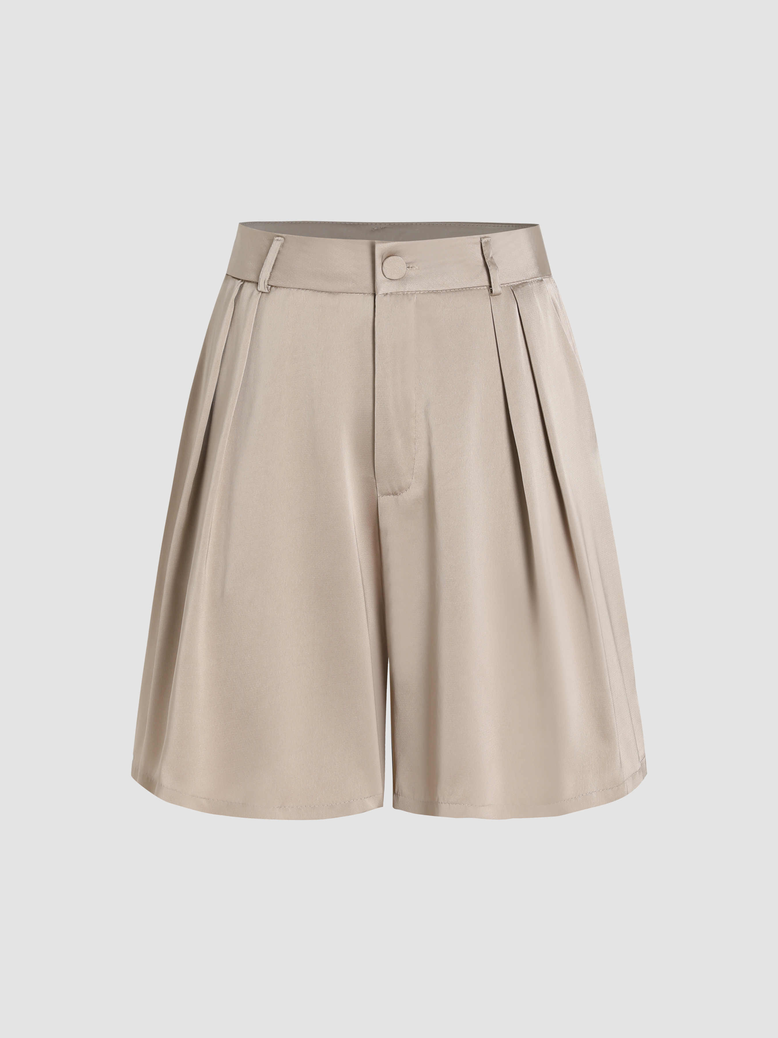 Solid Pleated Shorts - Cider