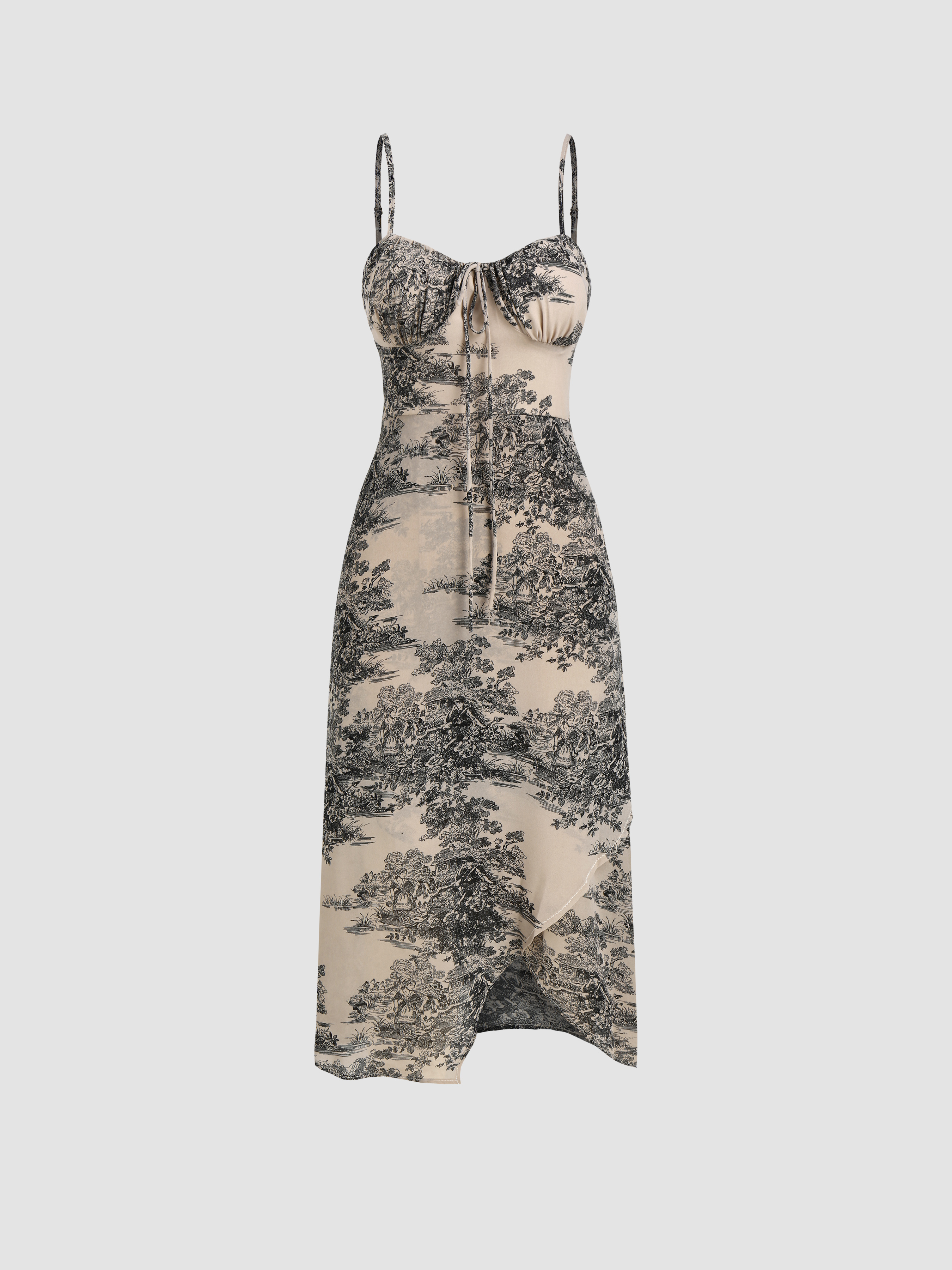 Landscape Print Midi Dress Cider