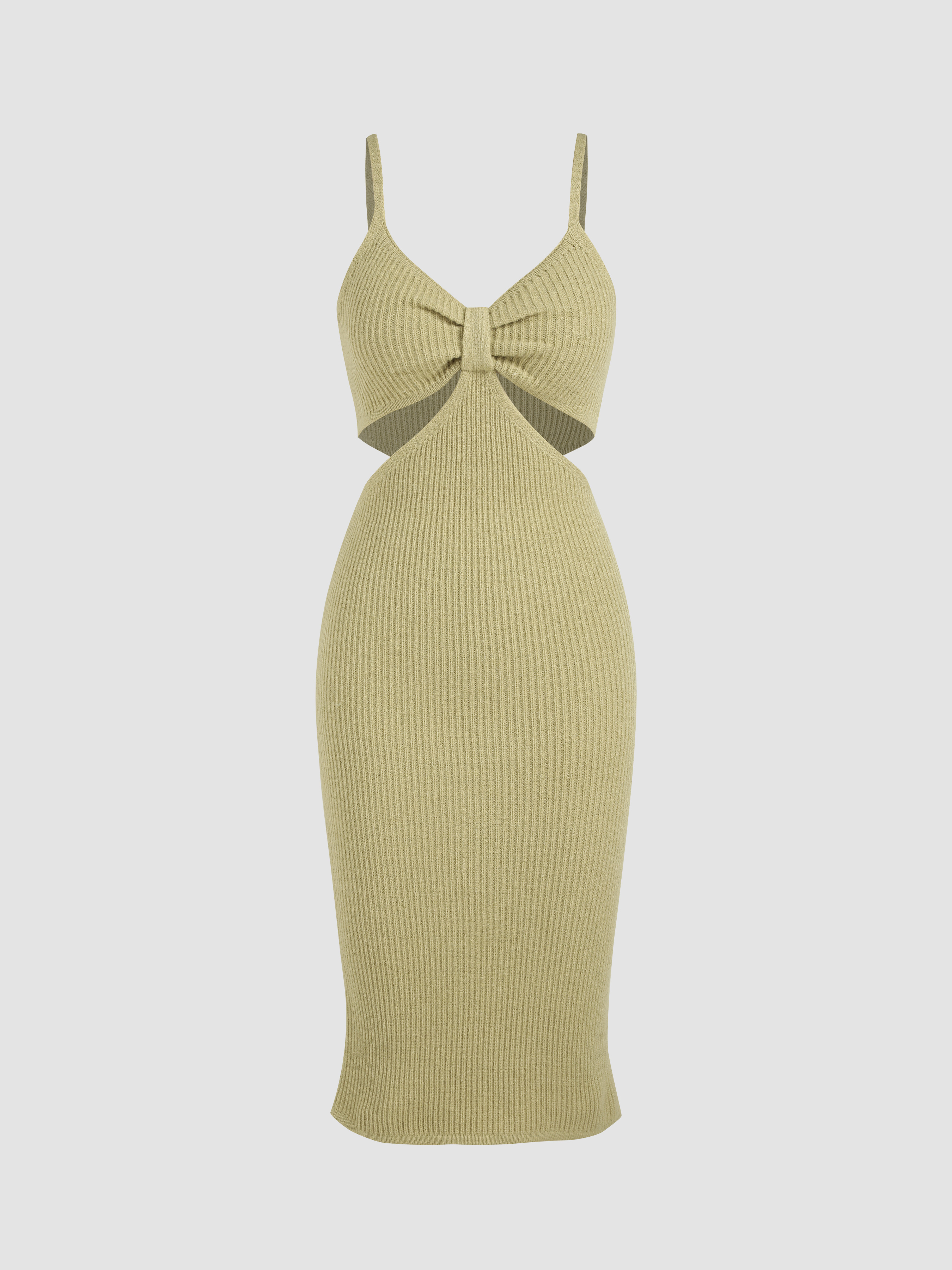 Rib Knit Cut Out Midi Dress Cider