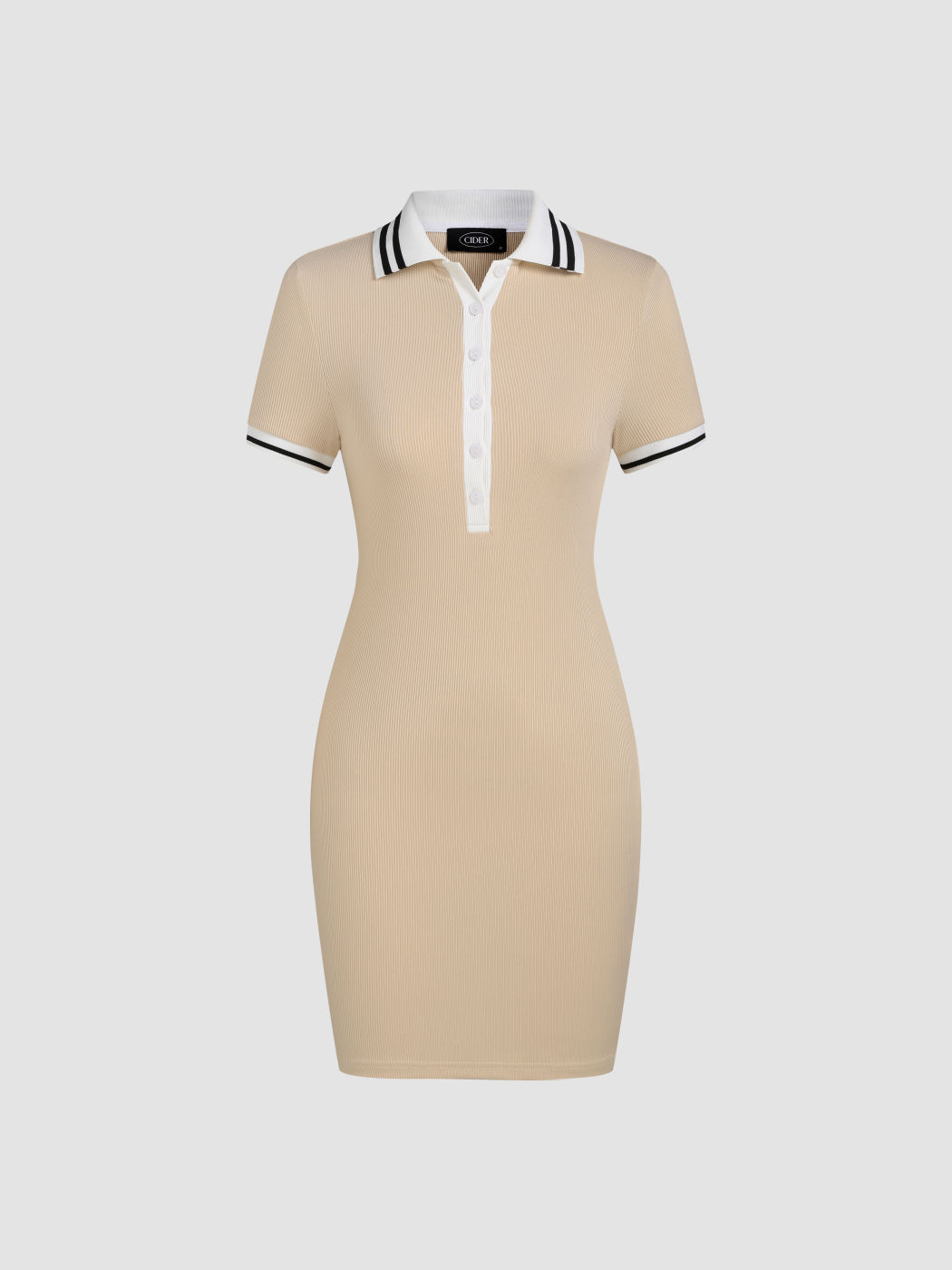 Kontrastierendes Polo-Ripp-Kleid