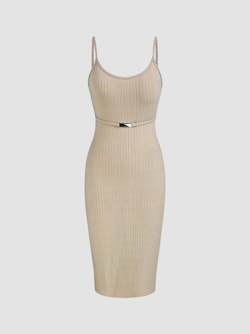  Solid Rib Cami Midi Dress