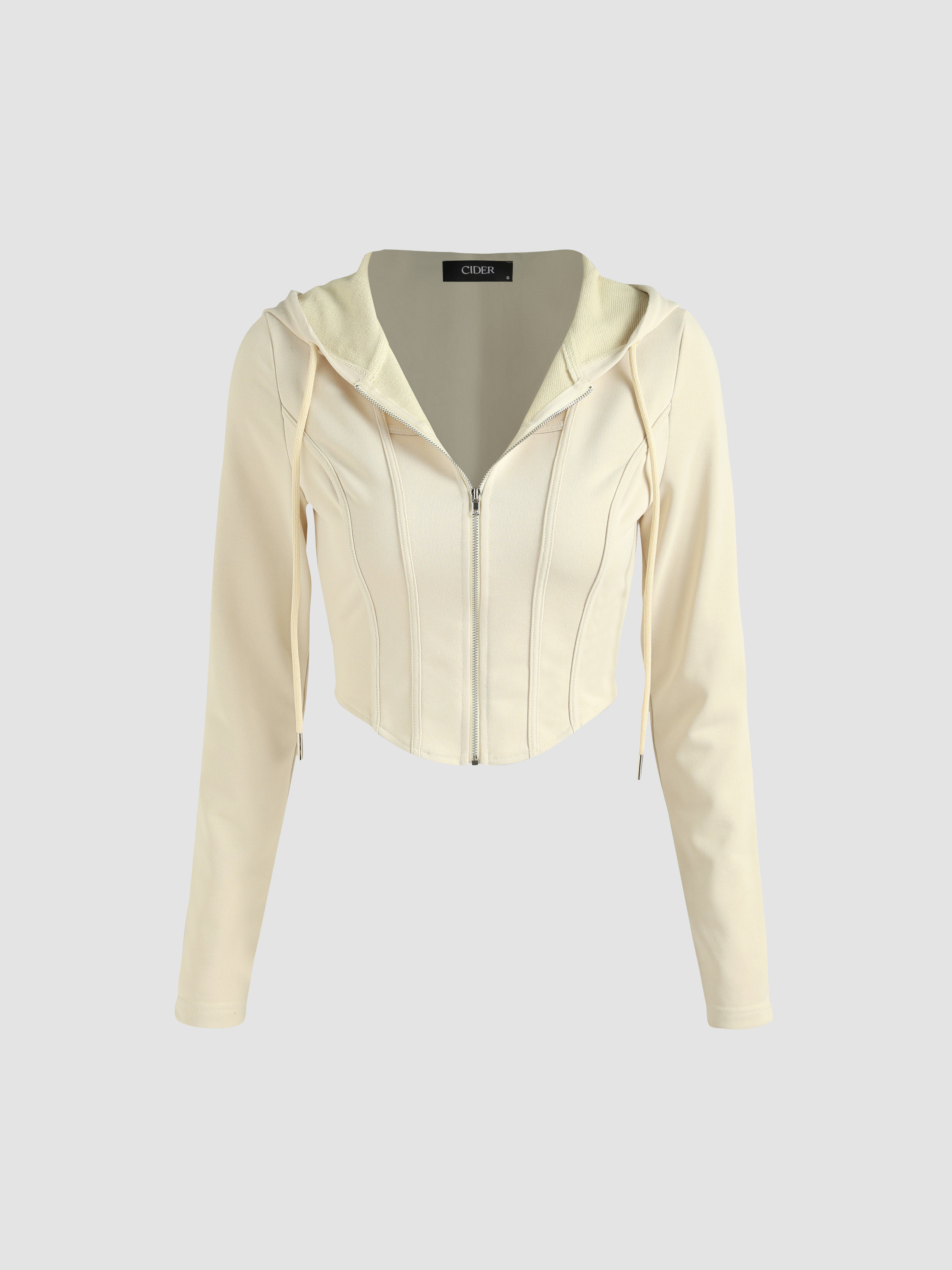 White zip up cropped jacket hot sale