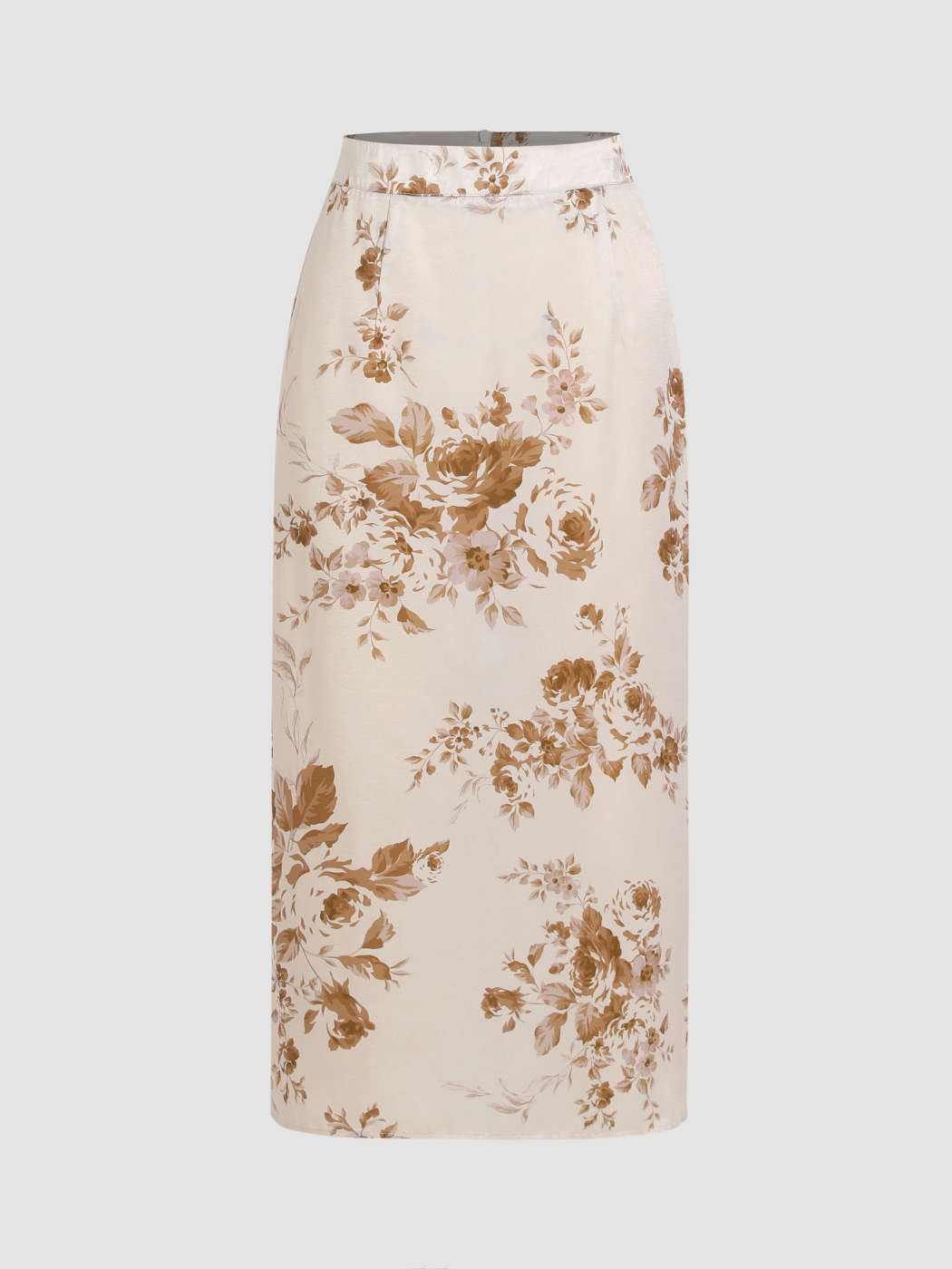 Cider Tie Front Satin Midi Skirt Khaki Bronze Size S BNWT