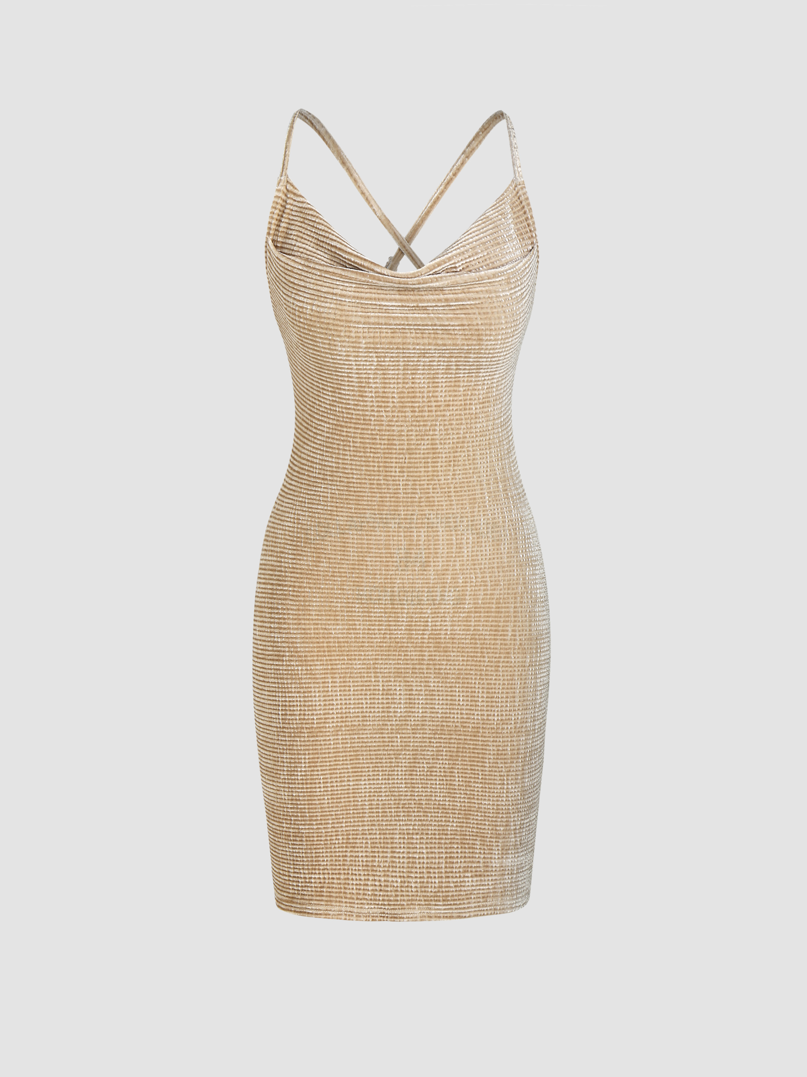 Solid Cowl Neck Mini Dress