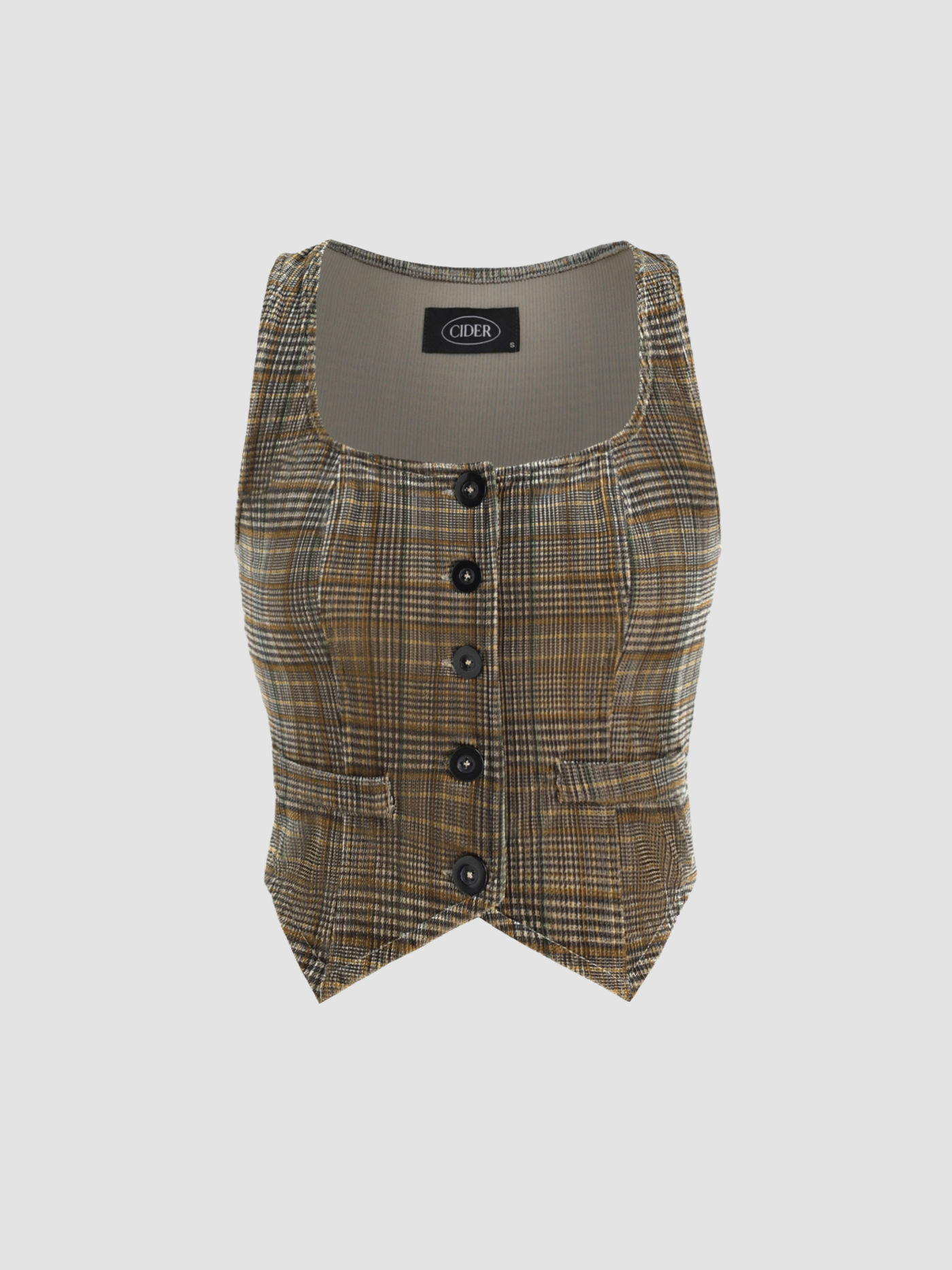 Check Button Down Vest