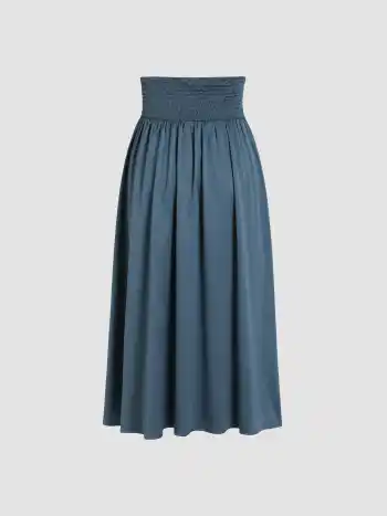 Recycled Fabric Satin Pleated Midi Skirt