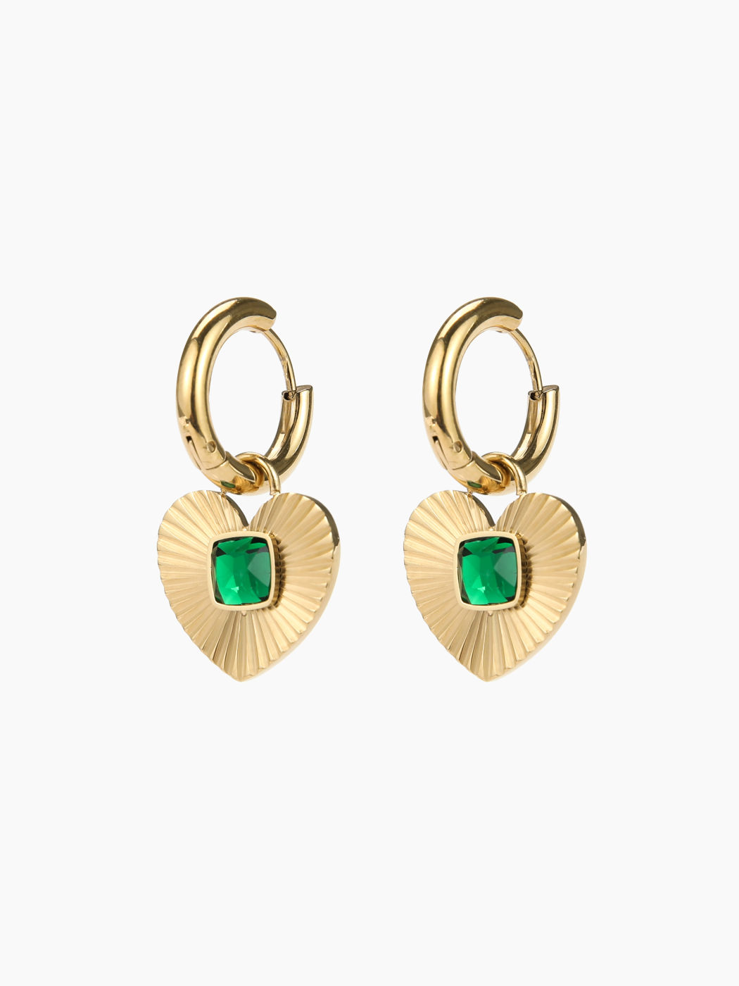 Penelope Emerald Heart Hoops