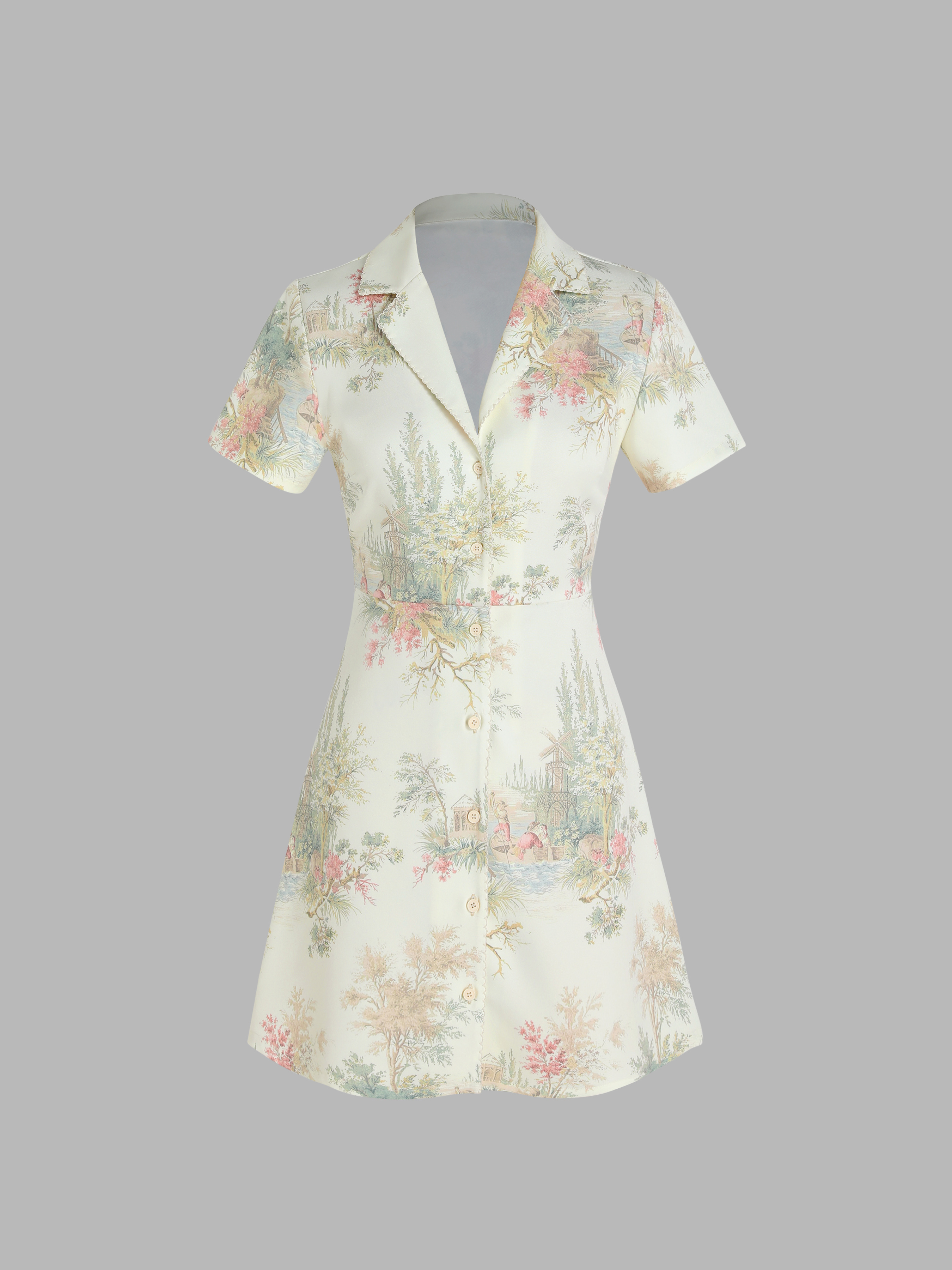 【Cider】シャーリング ボタン シャツ ドレス Short Sleeve Dresses - Cider