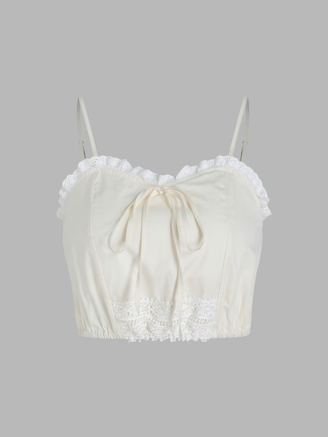  Blumenbesatz Schleifenknoten Crop Tank Top