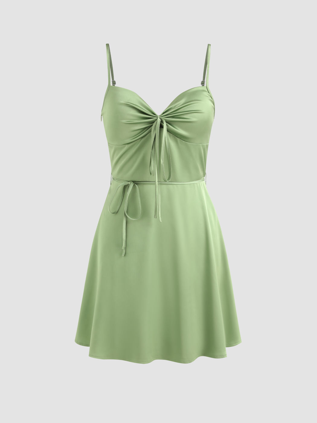  Solid Tie Mini Dress