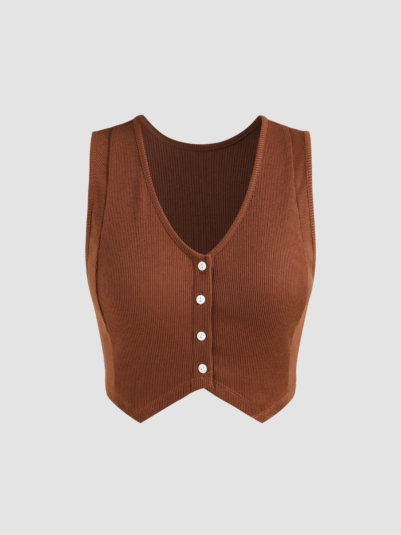 Button Up Crop Tank Top