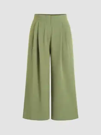Einfarbige Taschen-Straight-Leg-Hosen Kurve & Plus