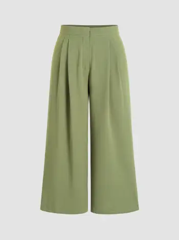 Einfarbige Taschen-Straight-Leg-Hosen Kurve & Plus