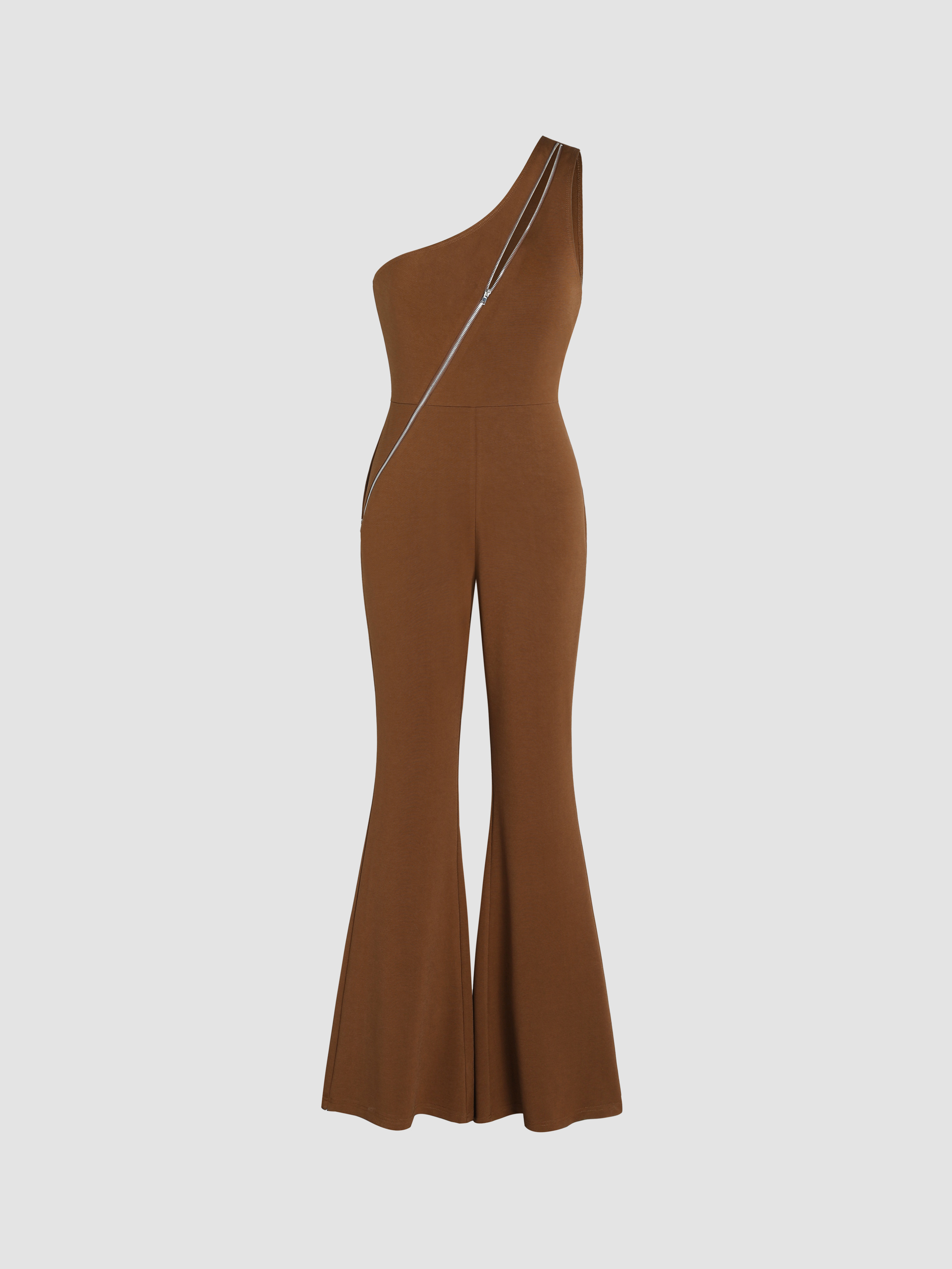 brown flare jumpsuit