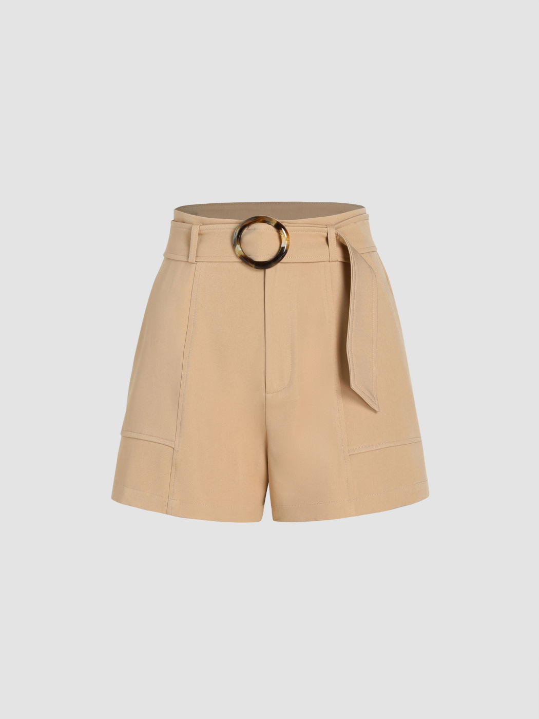 Solid Belted Mini Shorts 