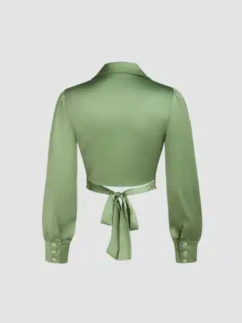 Twisted Tie Back Satin Crop Top