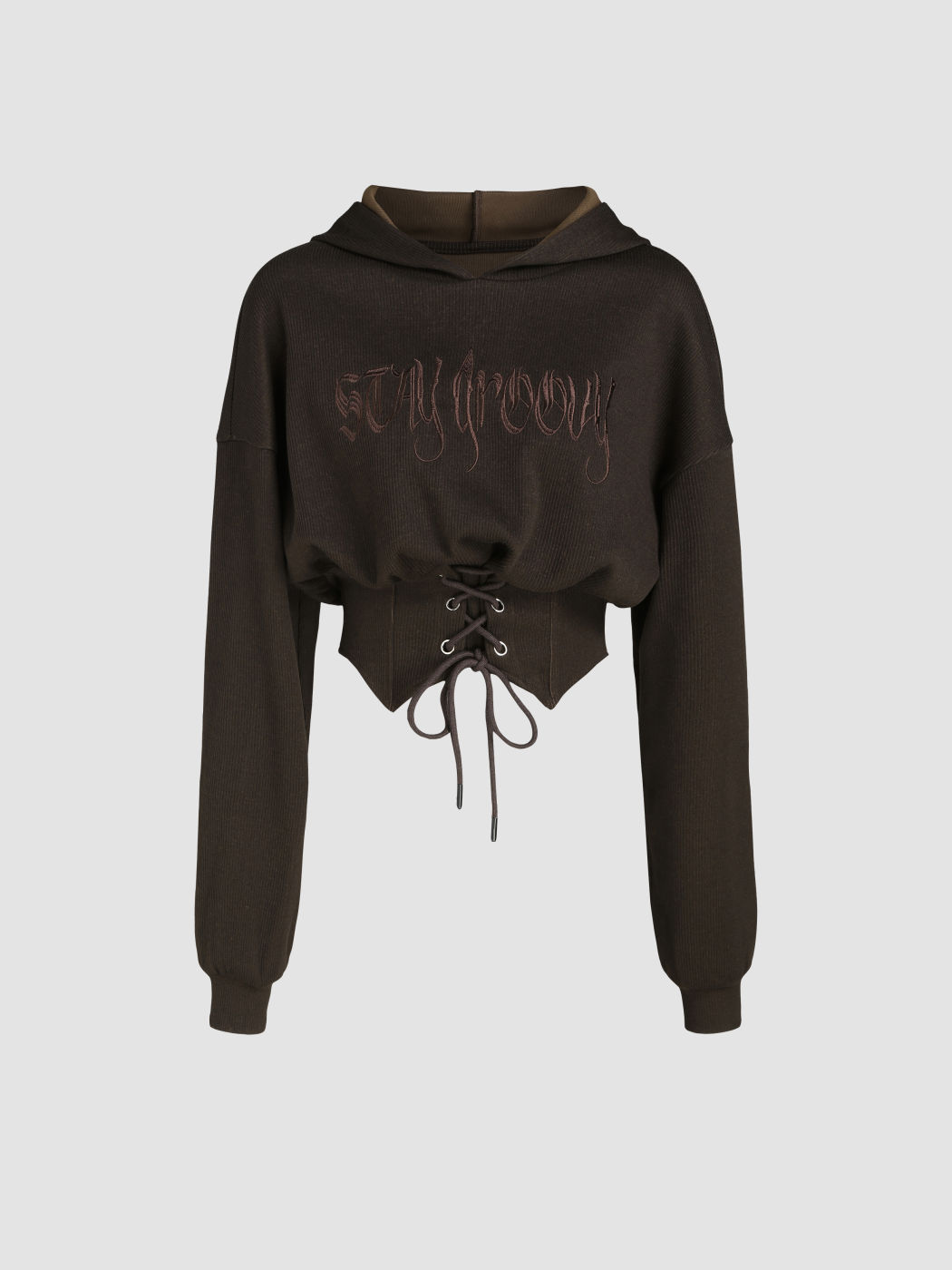  Bleib Groovy Korsett Kapuzenpullover