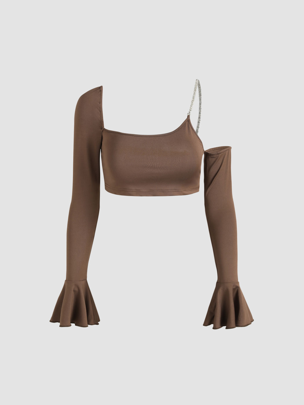  Strassketten-Ausschnitt Crop Top