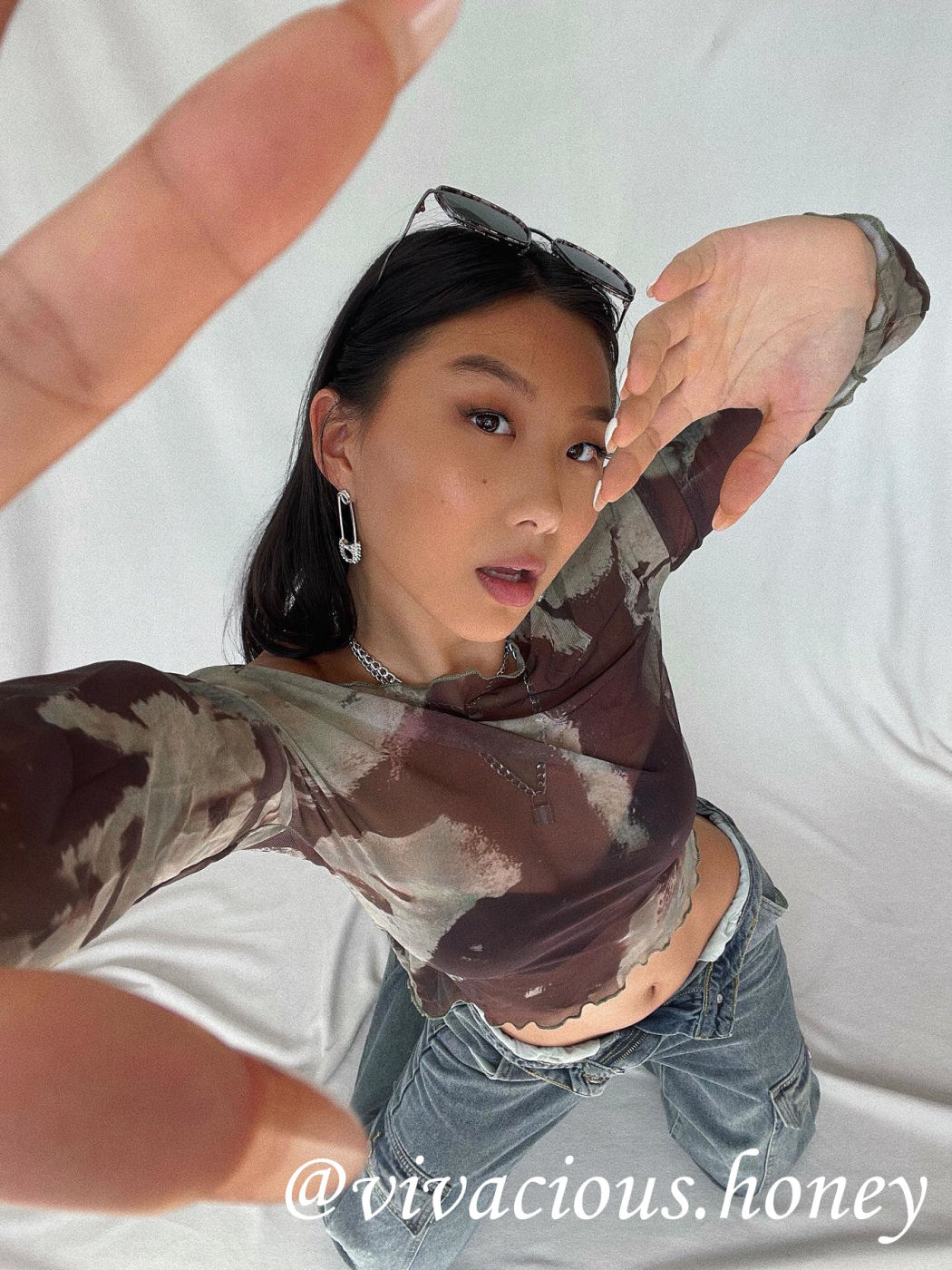 The Portrait Off-The-Shoulder Mesh Tee