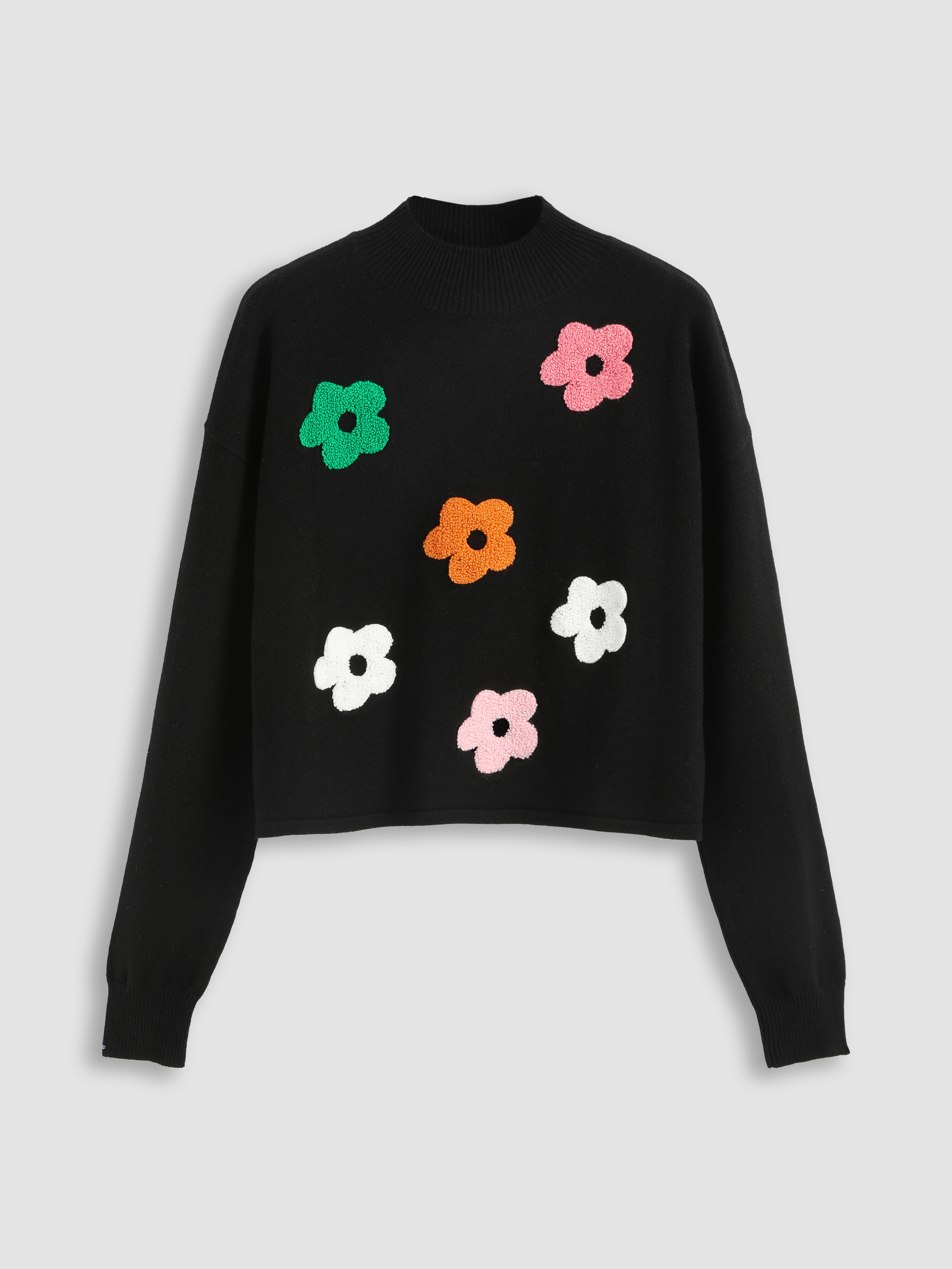 Floral Round Neck Sweater Cider