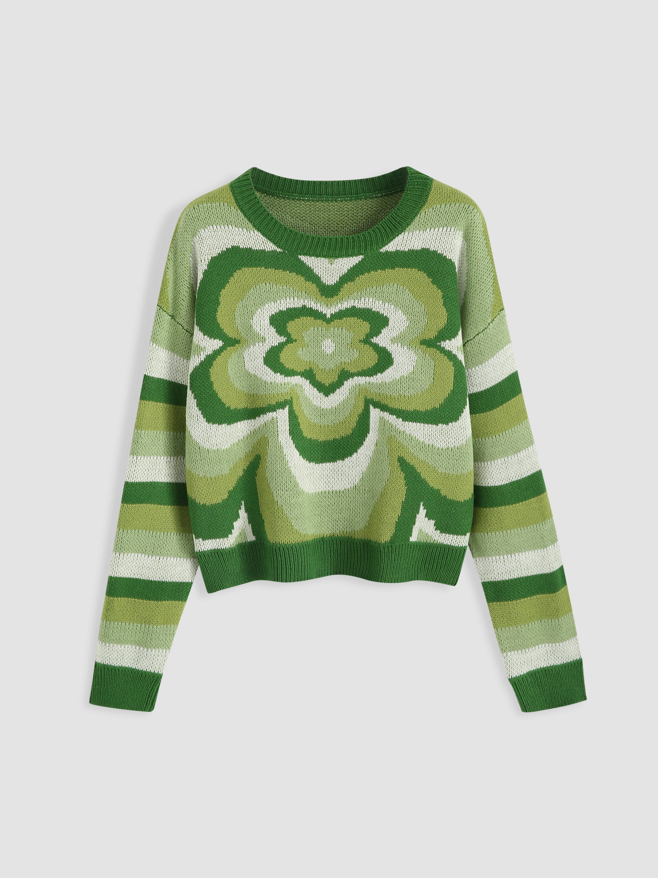 Flower Stripe Sweater Cider