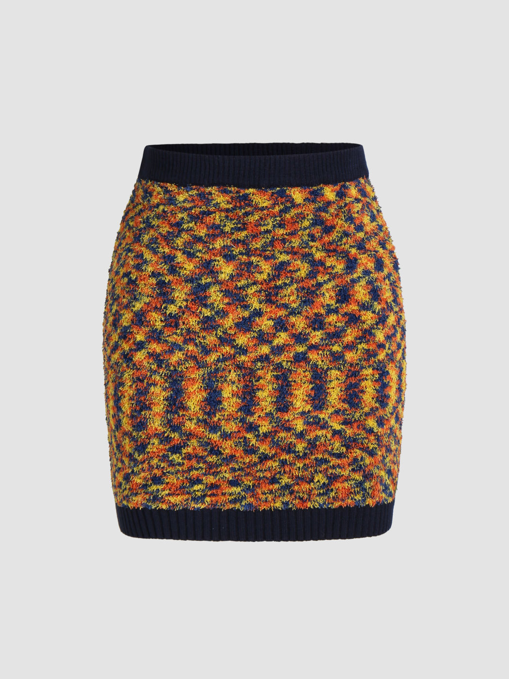  Kontrastierender Saum Strick Minirock