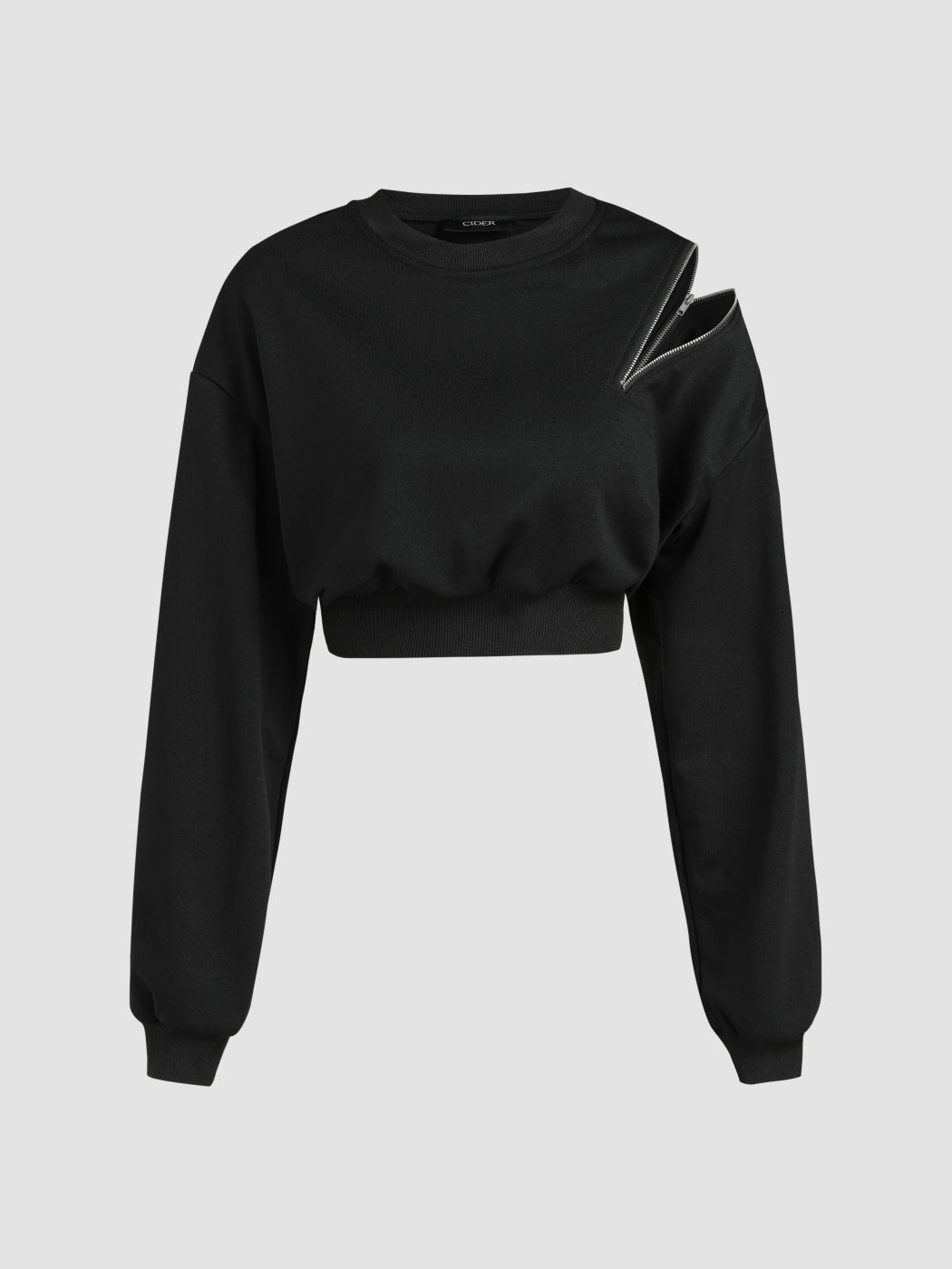  Reißverschluss Detail Crop Sweatshirt