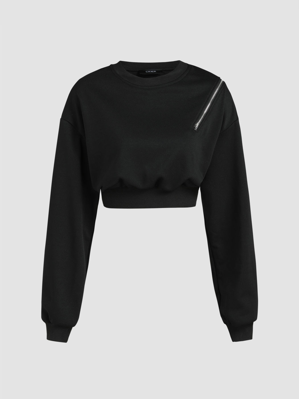  Reißverschluss Detail Crop Sweatshirt