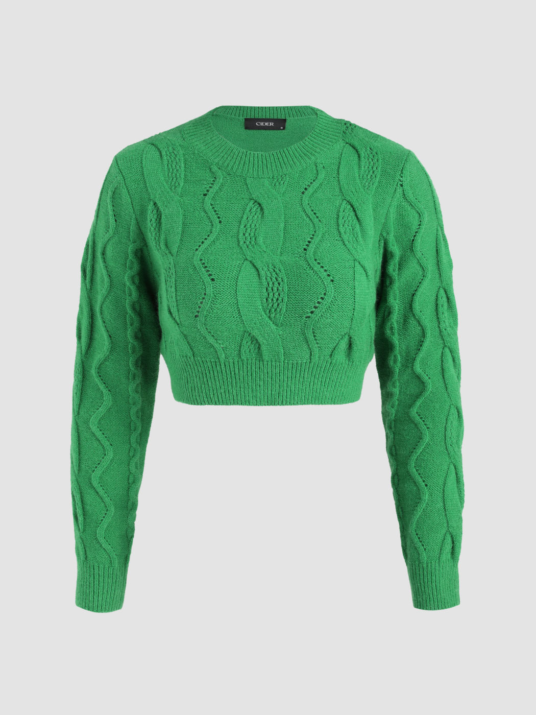 Solides Crop-Top mit Zopfmuster