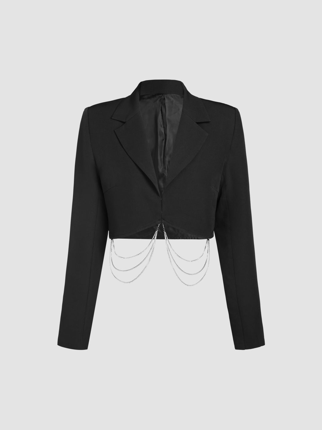 Rhinestone Chain Crop Blazer Cider