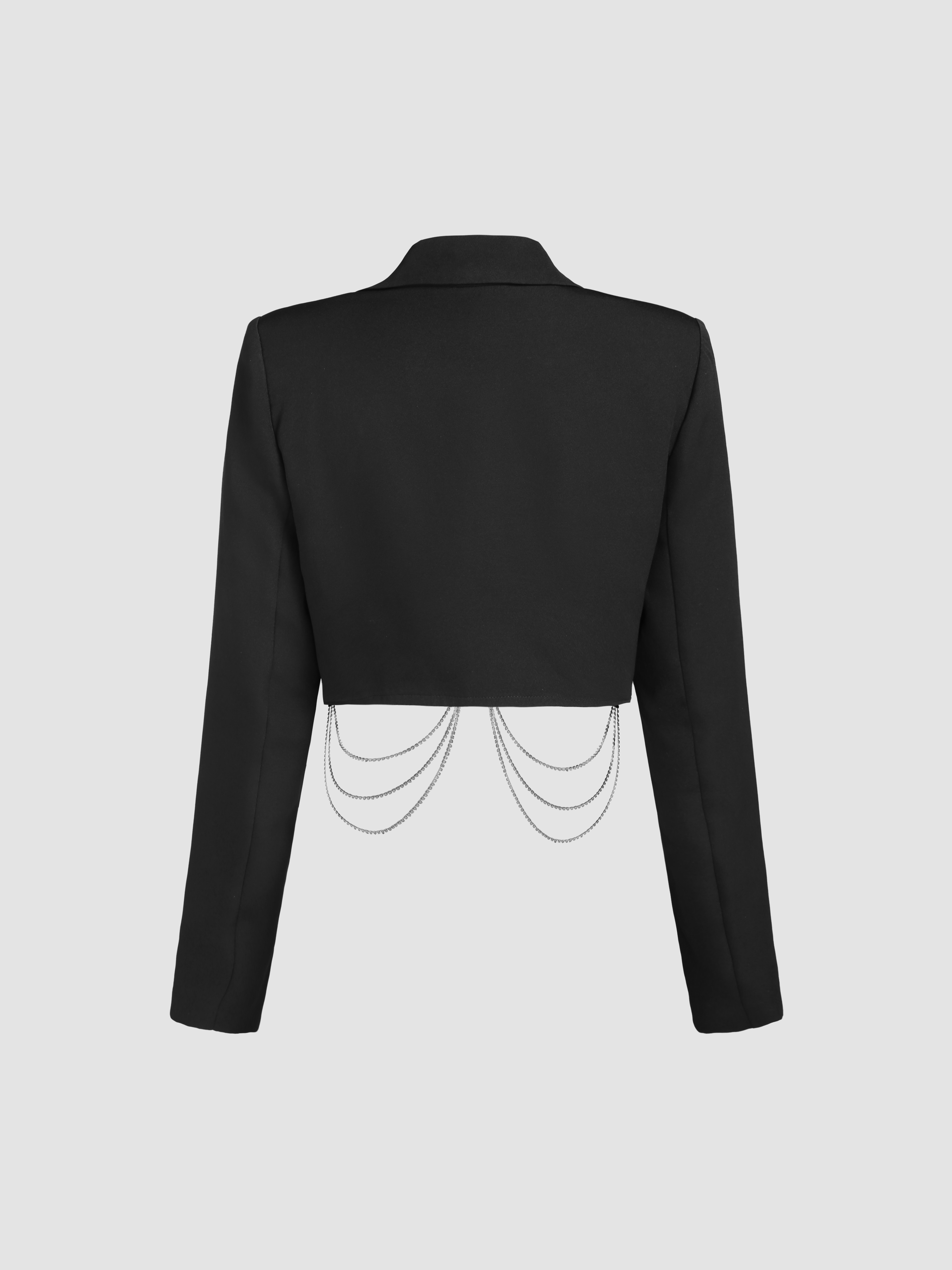 Woven Rhinestone Chain Crop Blazer For Music Festival/Live