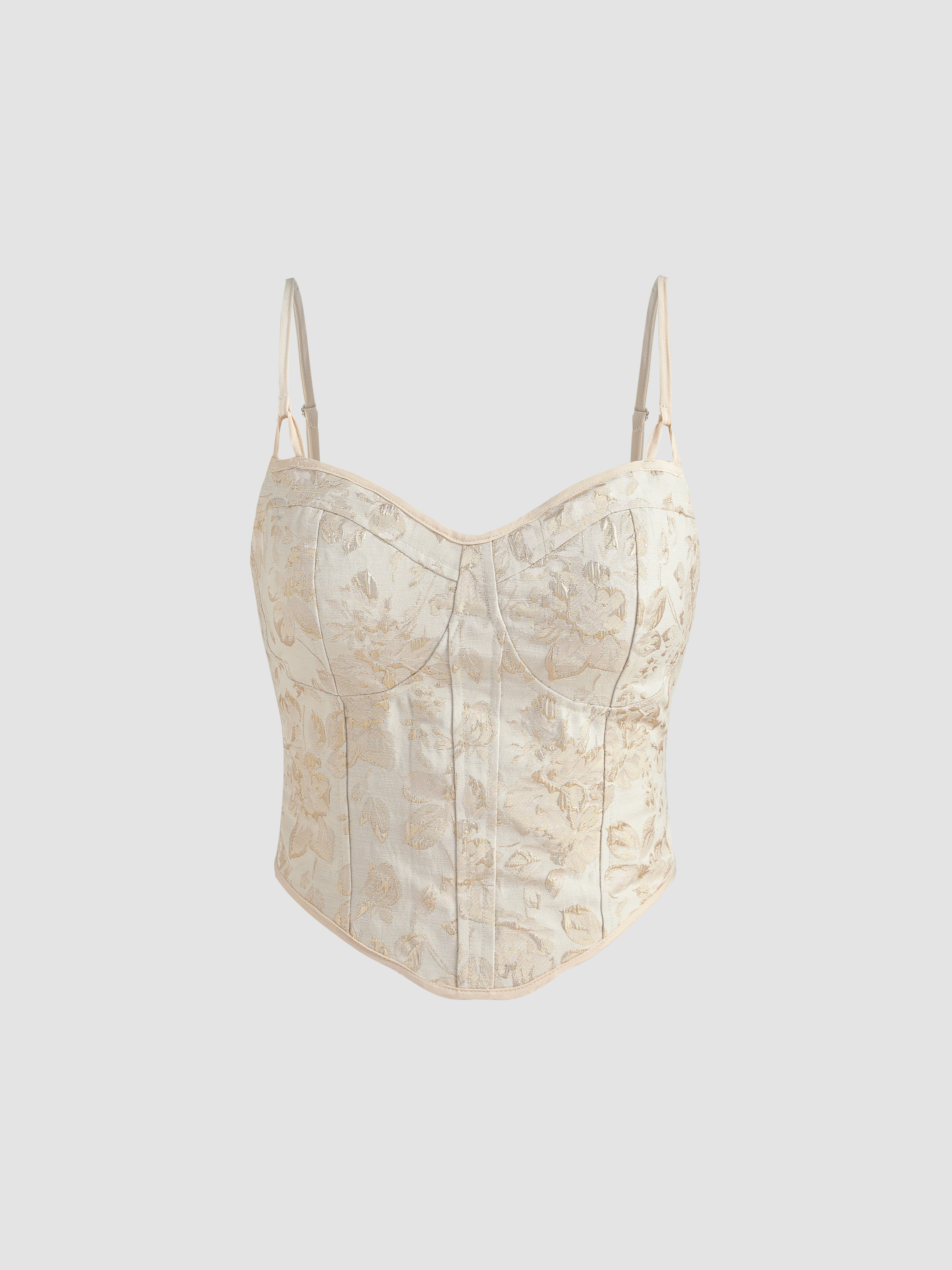 Floral Jacquard Corset Blouse - Cider