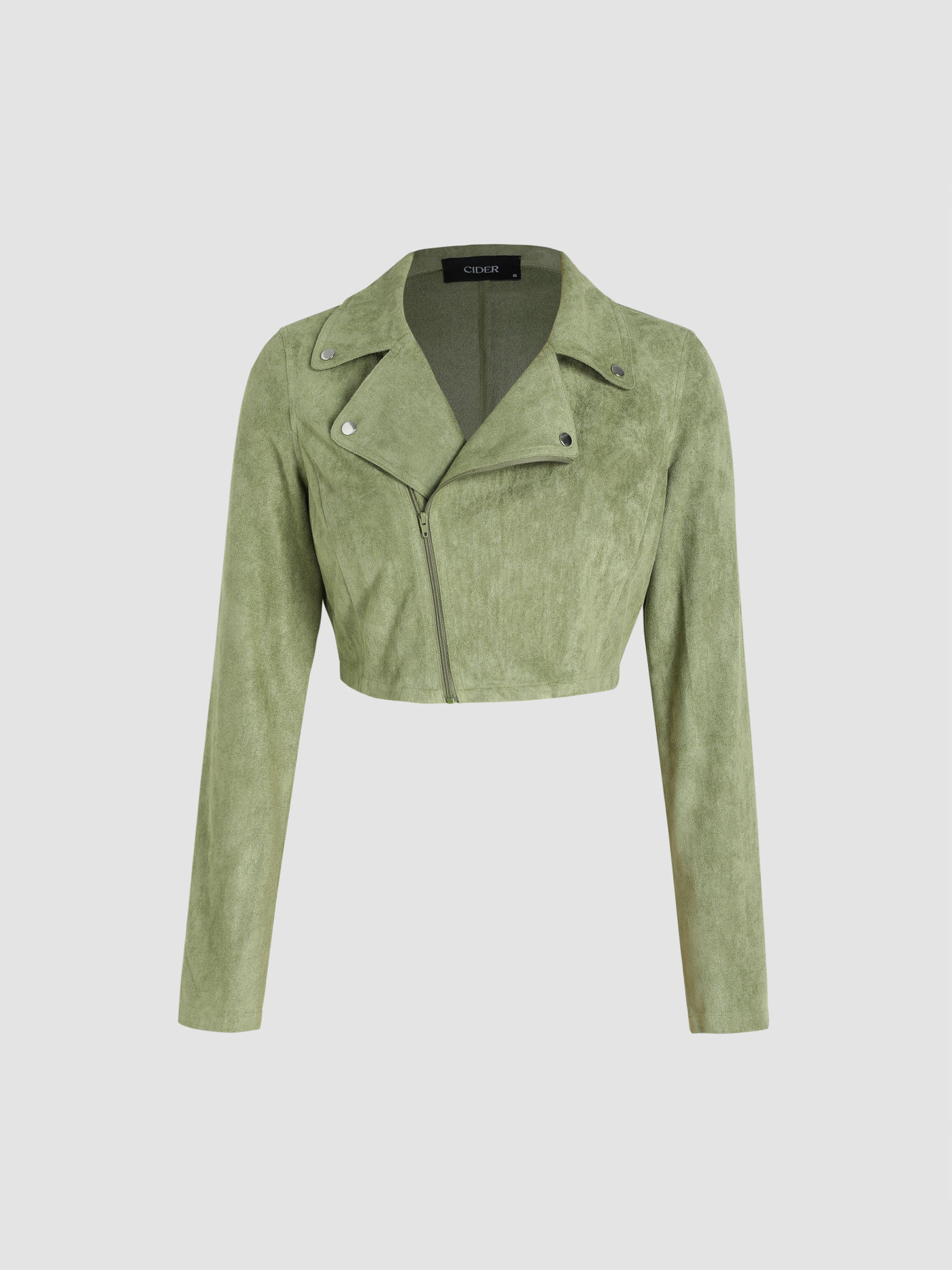 Solid Faux Suede Cropped Jacket