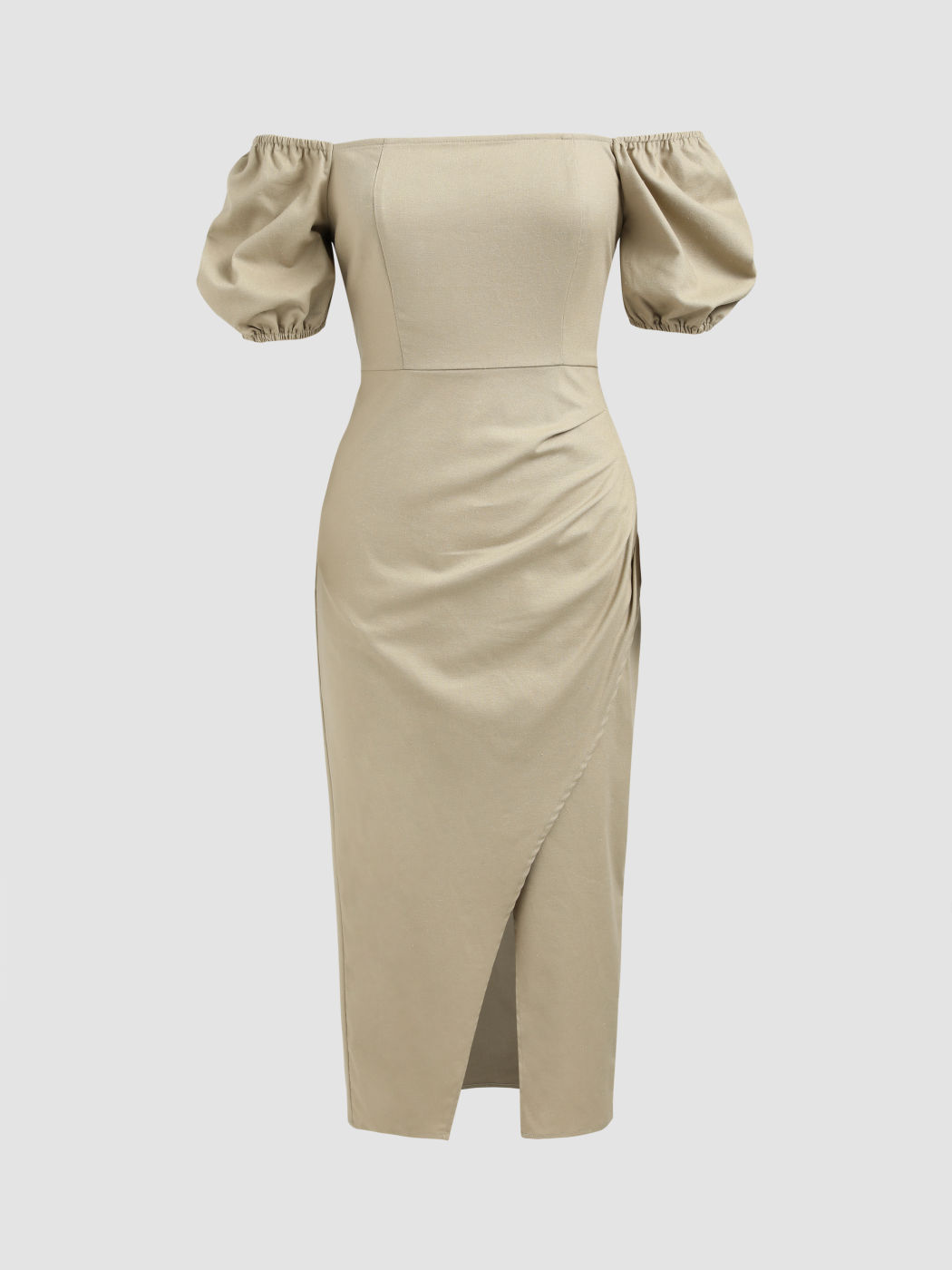 Solids schulterfreies Midikleid