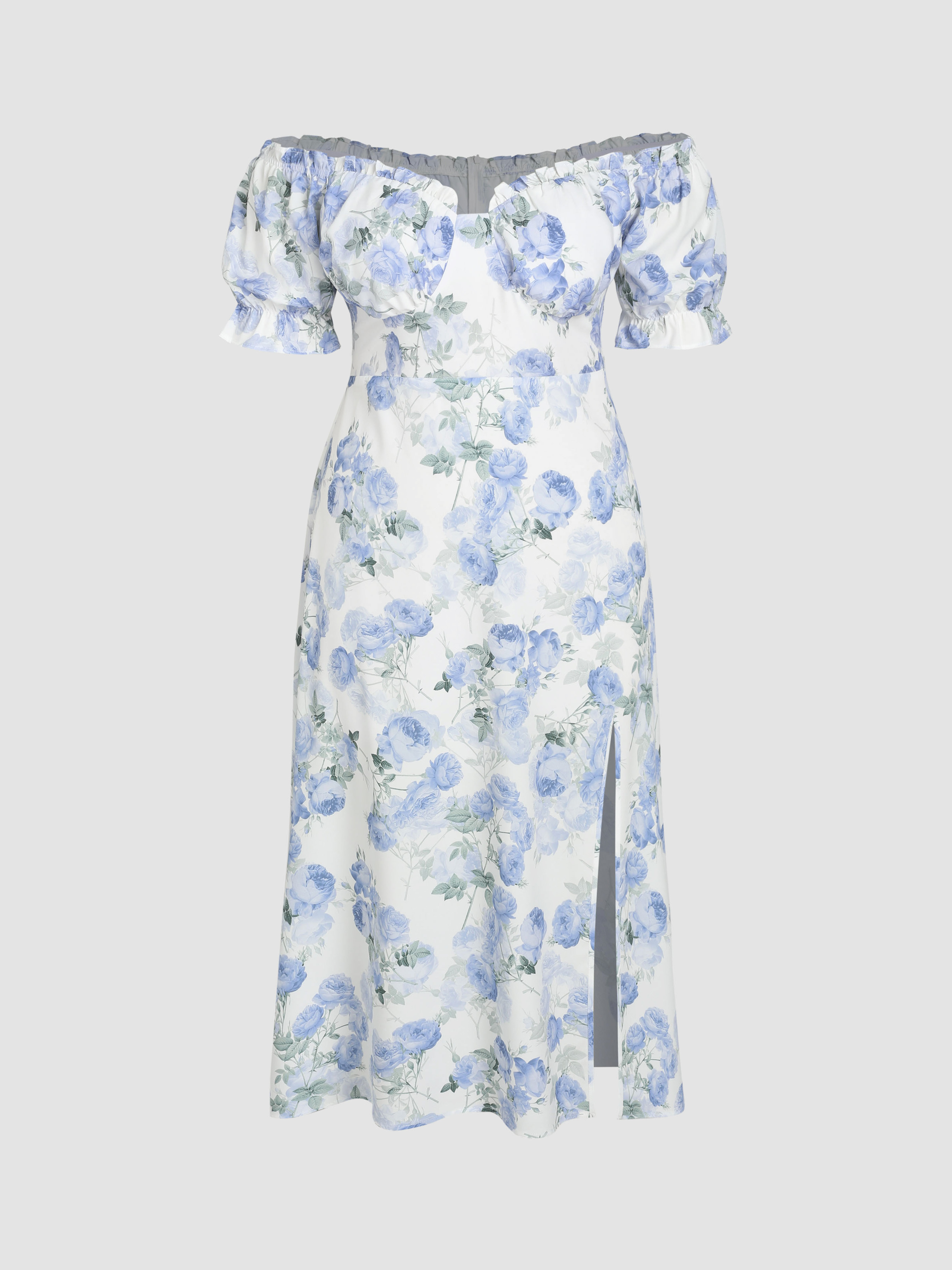 Curve & Plus Floral Off-shoulder Slit Midi Dress