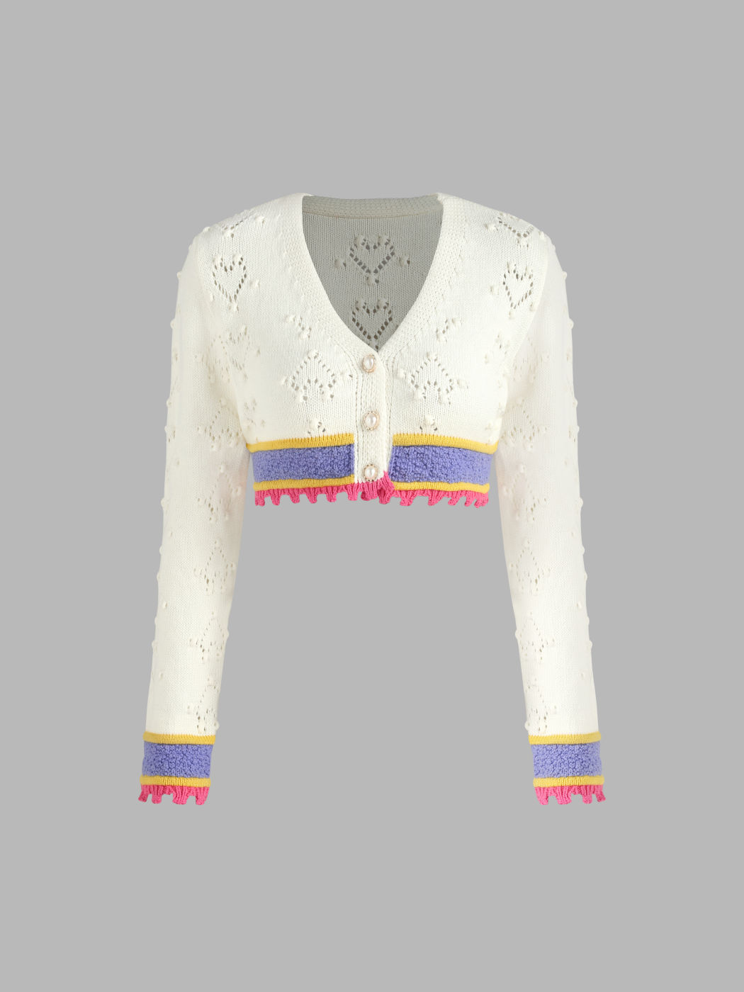 Heart Striped Knit Cardigan