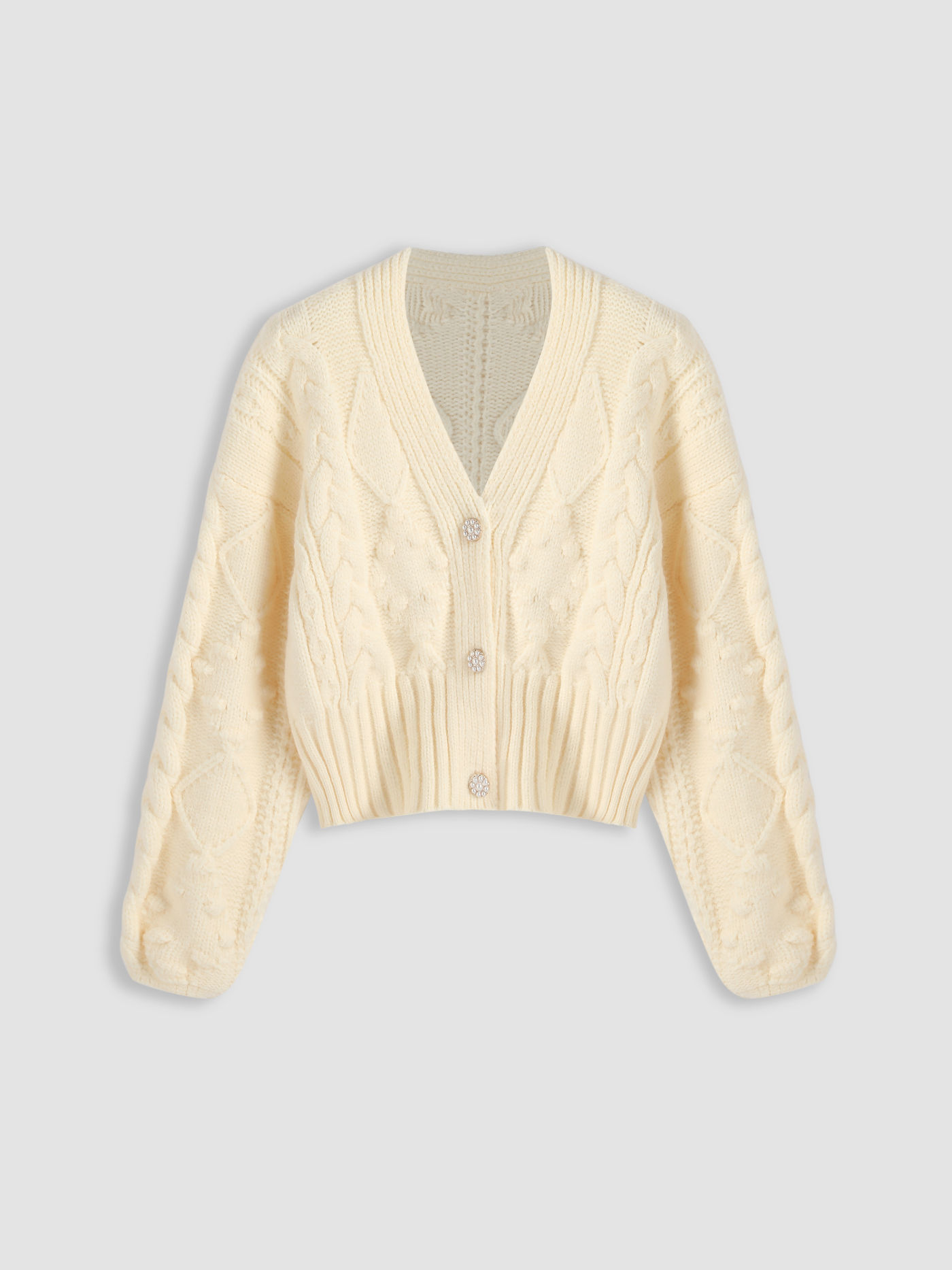 Solid Button Knit Crop Cardigan
