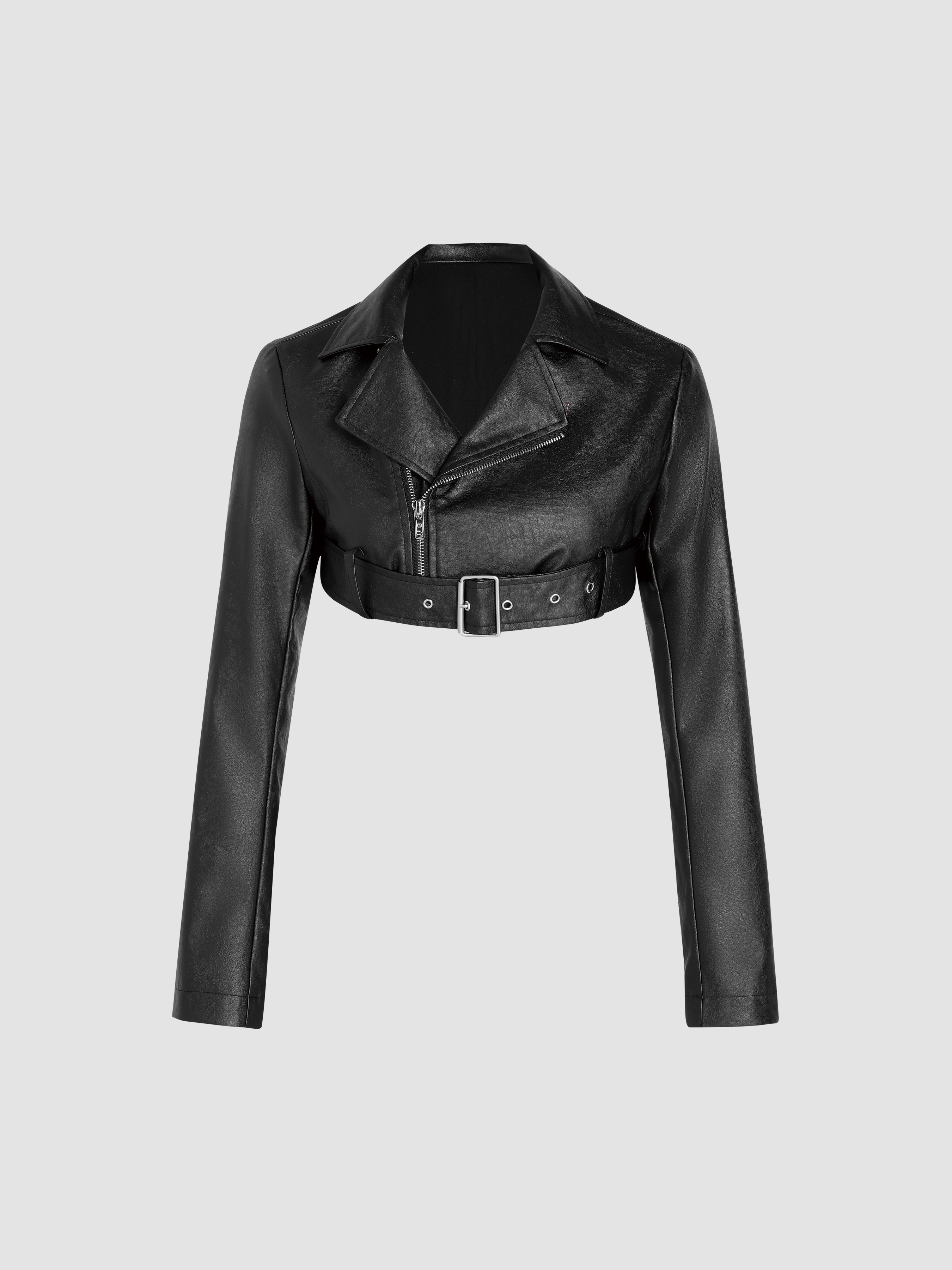 Zip Up Buckle Crop Jacket