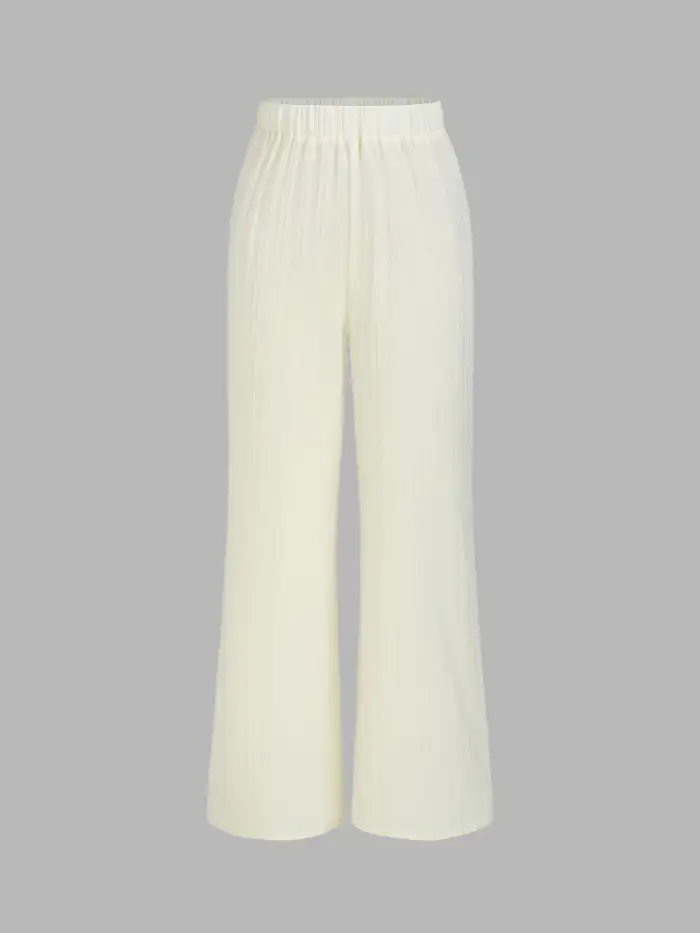 Milk Tea Pleated Wide Leg Trousers - Cider