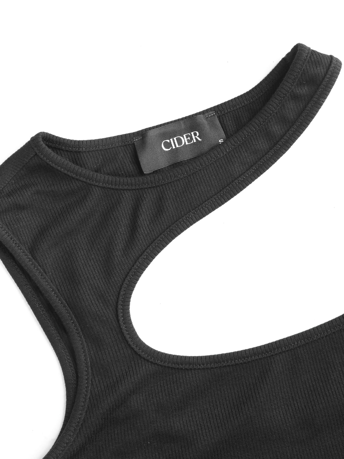 Recycled Fabric Solid Asymmetrical Neck Cut Out Tank Top
