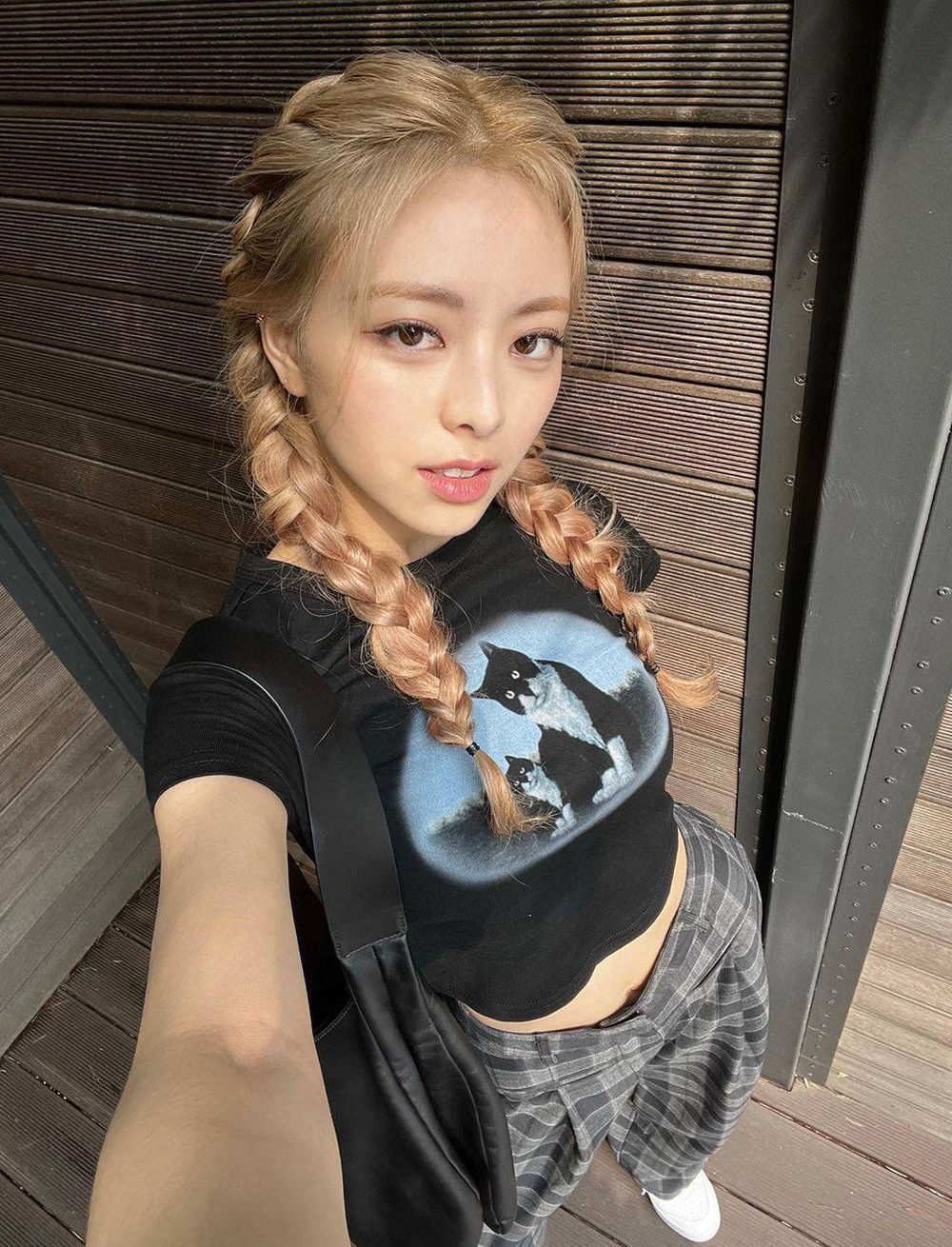 Cat Print Crop Shirt