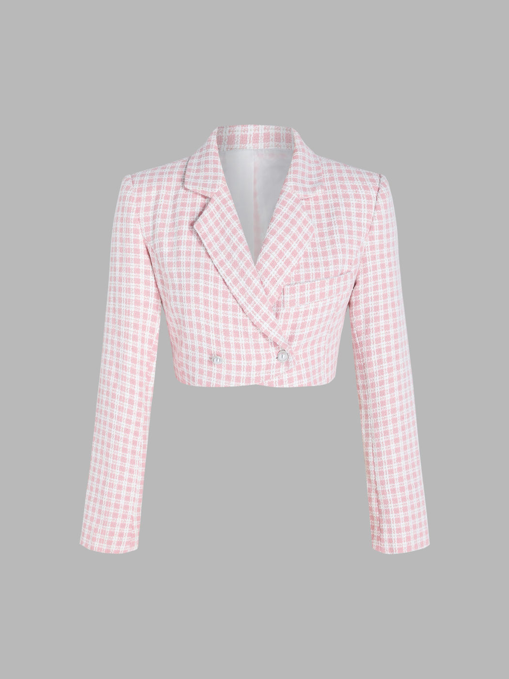 Crop-Blazer aus Gingham-Tweed