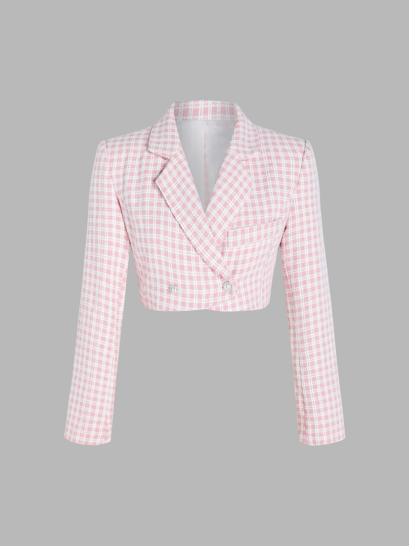 Gingham Tweed Crop Blazer