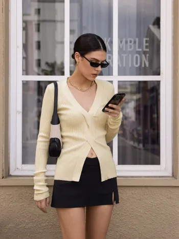 Time For Coffee Knitted Long Sleeve Top