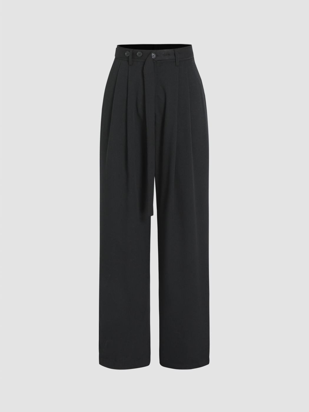  Solid Long Trousers With Belt