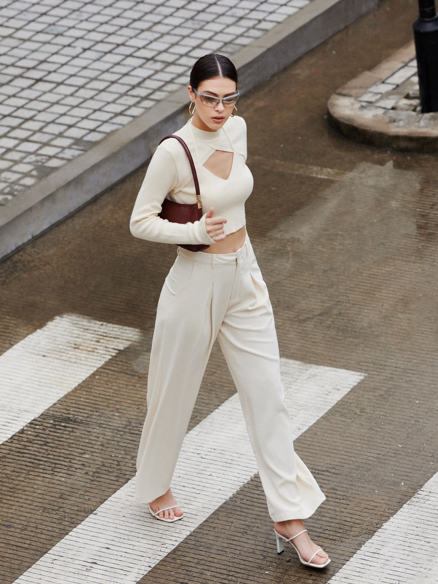 Pleated Wide Leg Trousers